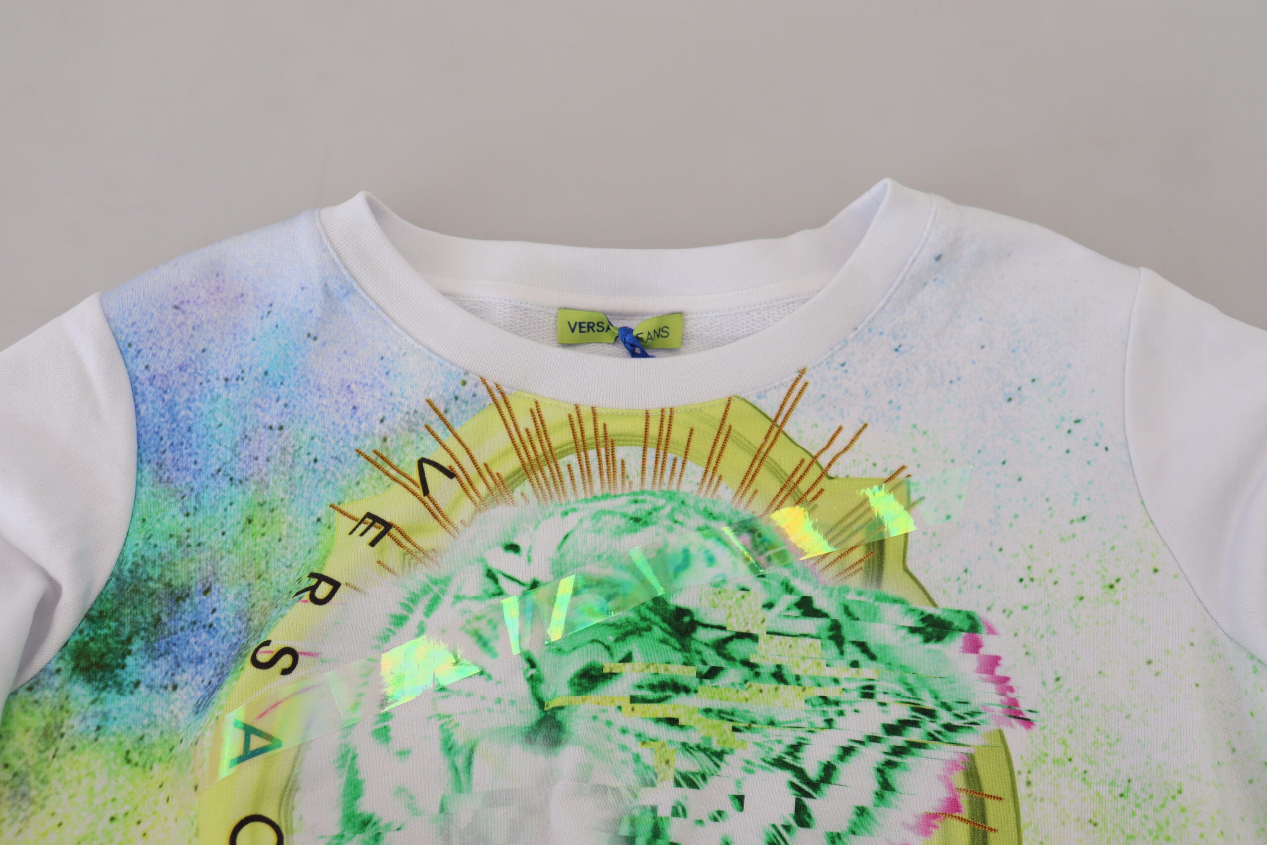 Versace Jeans White Graphic Print Long Sleeves Women's Sweater