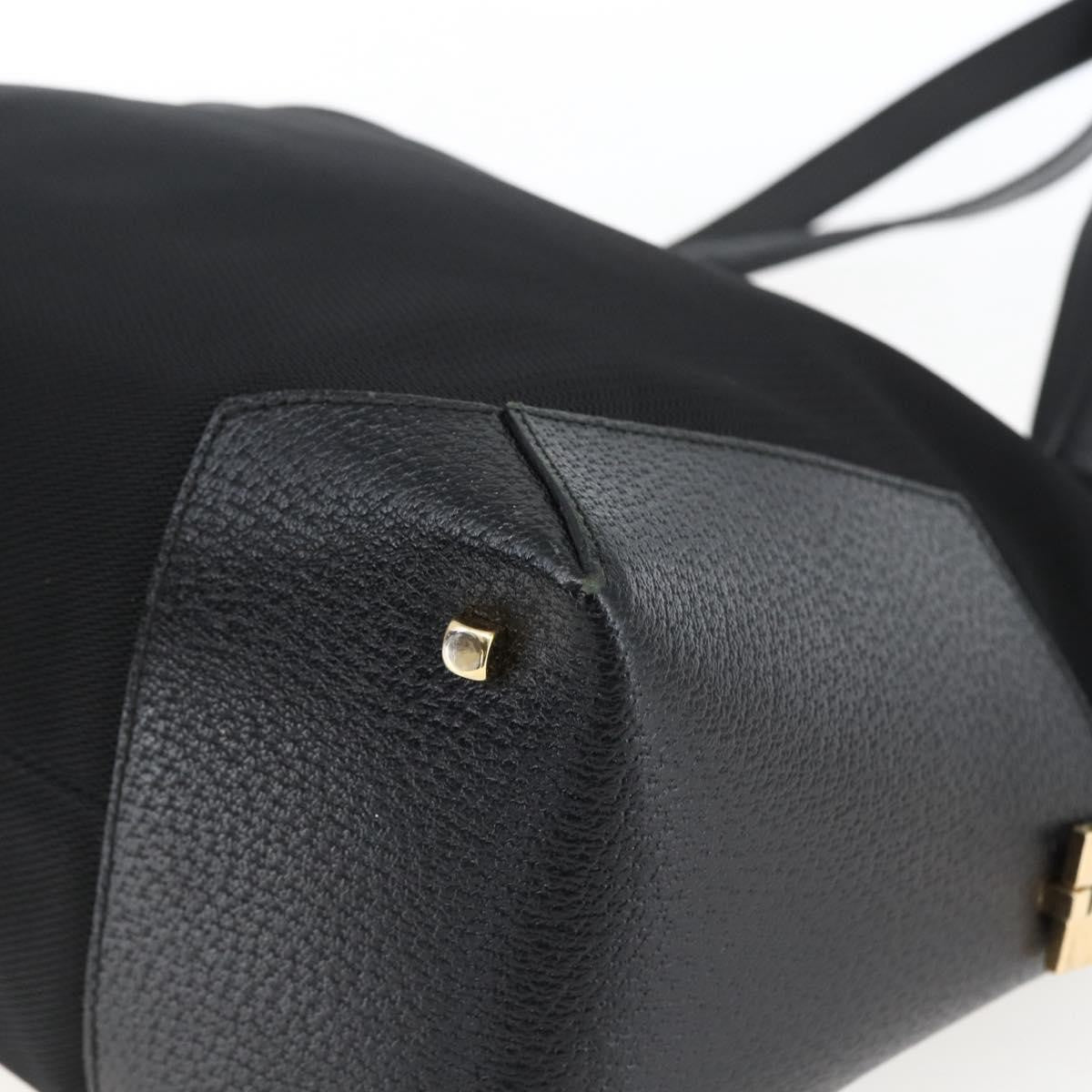 Salvatore Ferragamo Tote Woven Leather Black Canvas Tote Bag Bag (Pre-Owned)