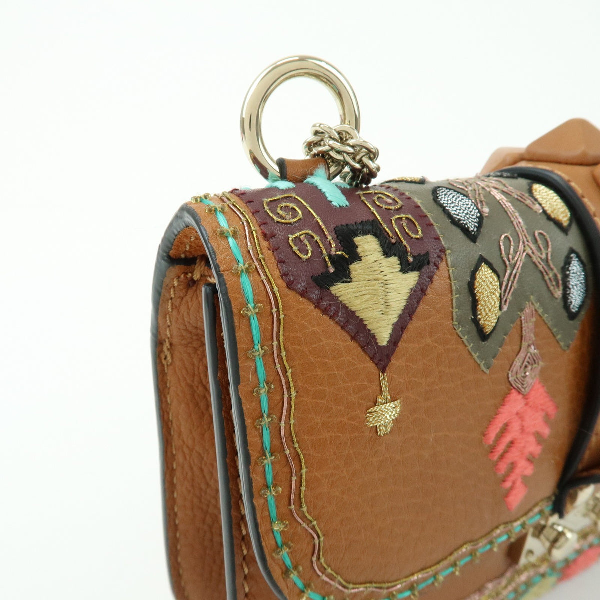 Valentino Garavani Glam Lock Leather Brown Leather Shoulder Bag Bag (Pre-Owned)
