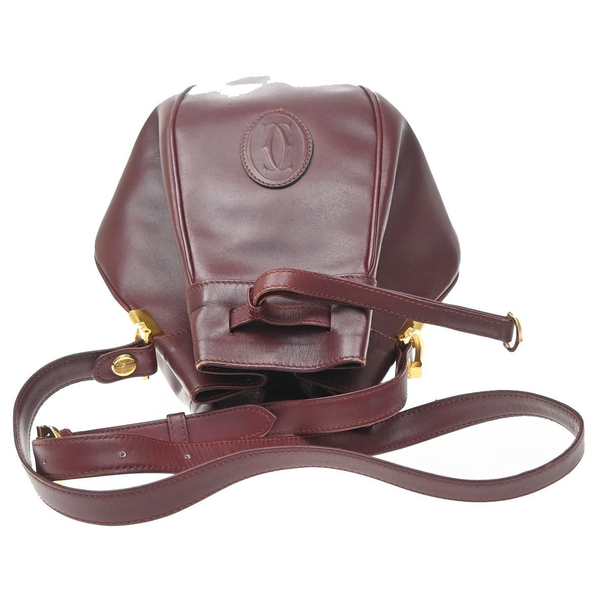 Cartier Must De Cartier Leather Burgundy Leather Shoulder Bag Bag (Pre-Owned)