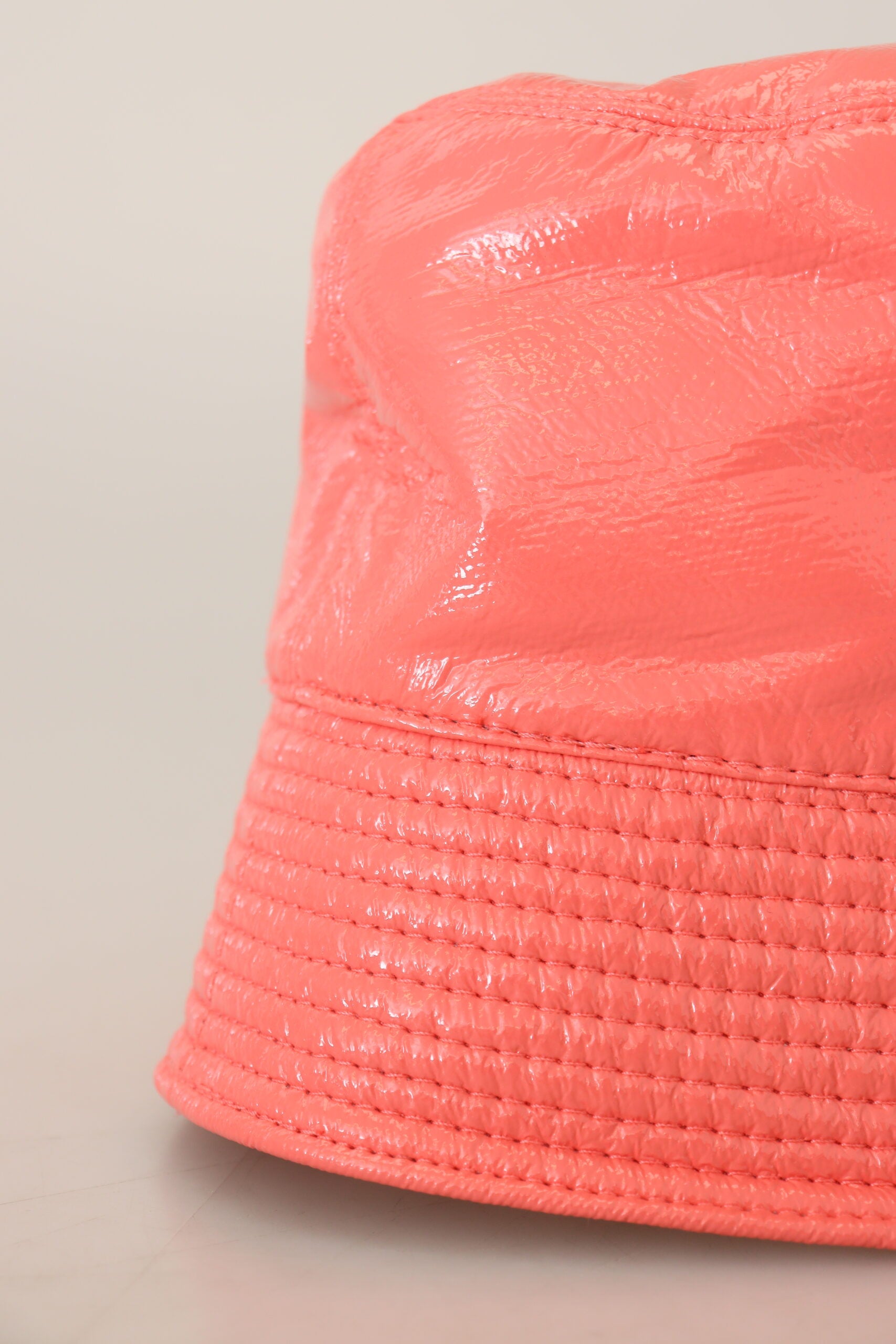 Dolce & Gabbana Peach Quilted Faux Leather Women Bucket Cap Women's Hat