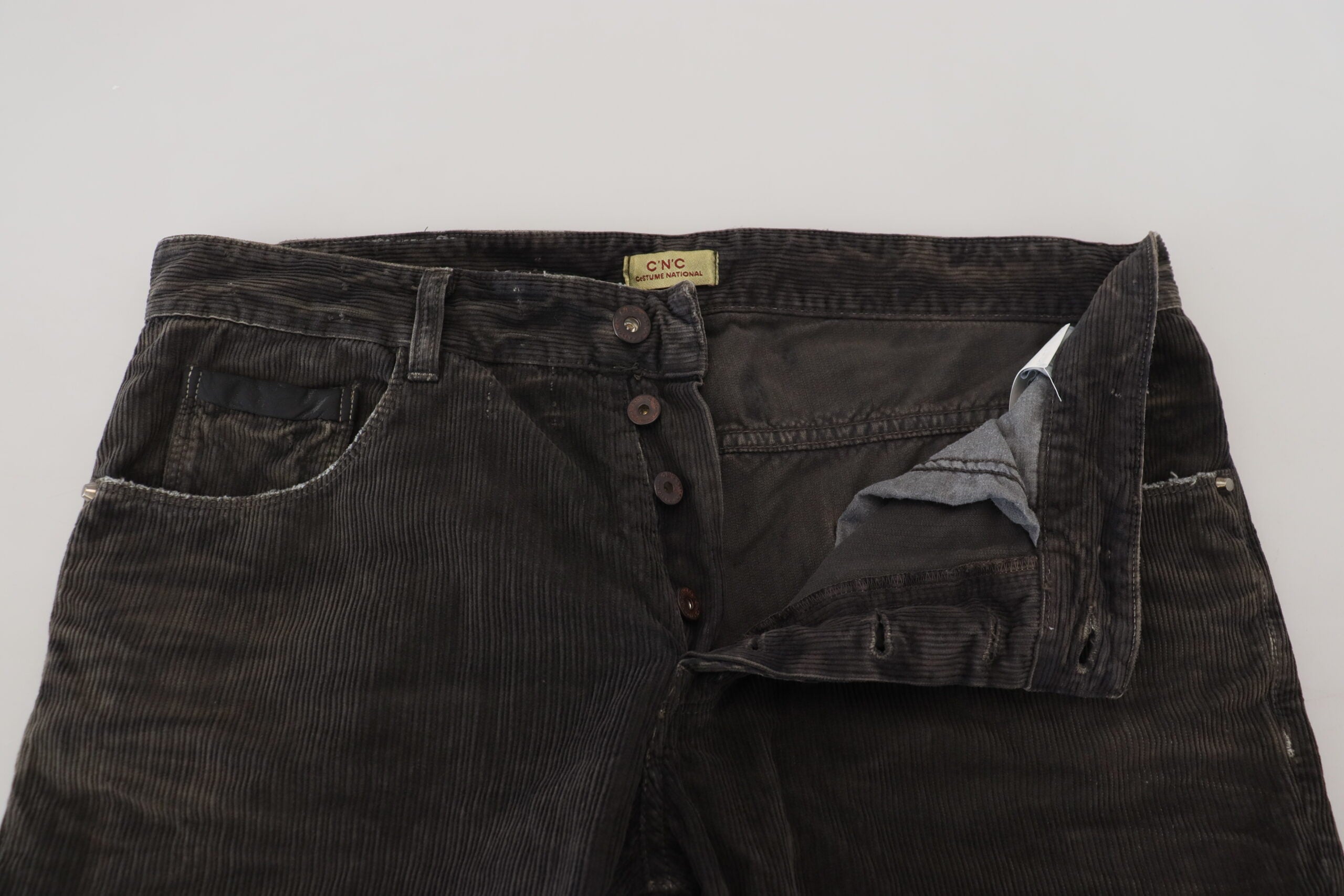 Costume National Gray Cotton Corduroy Men Casual Men's Jeans