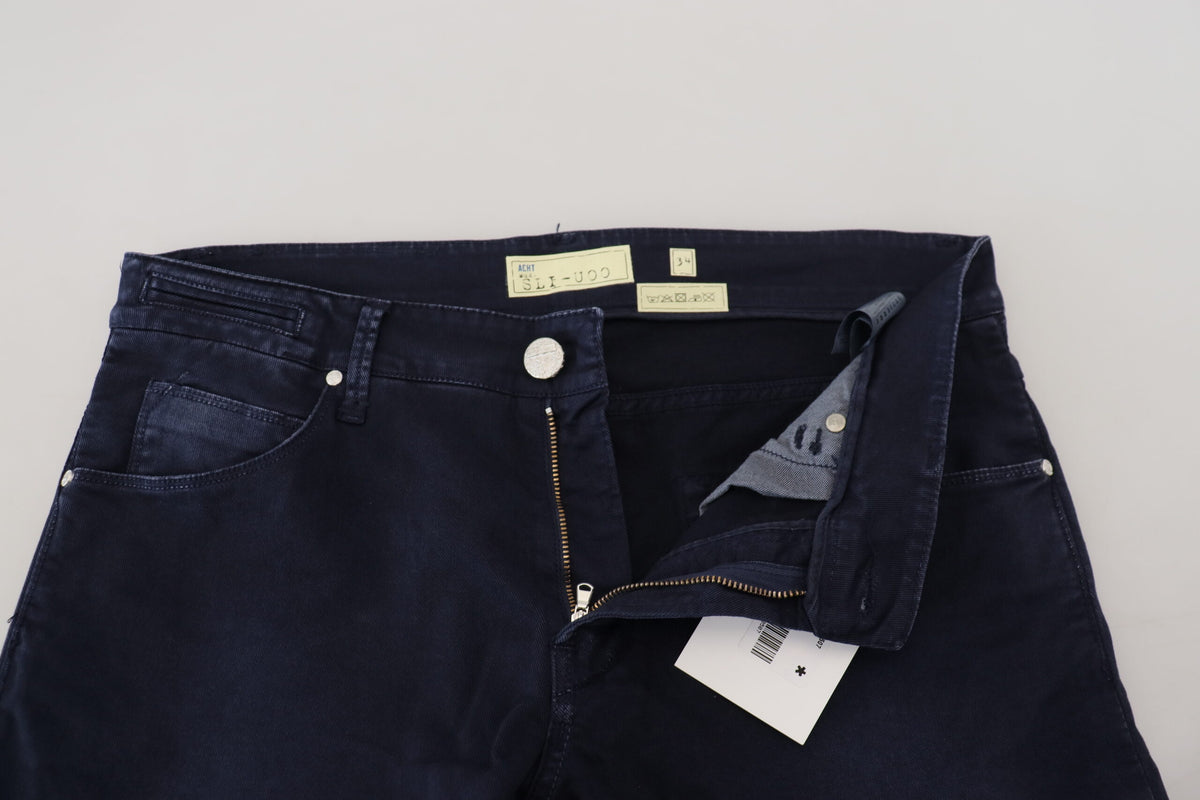 Acht Blue Cotton Tapered Slim Fit Men Casual Denim Men's Jeans