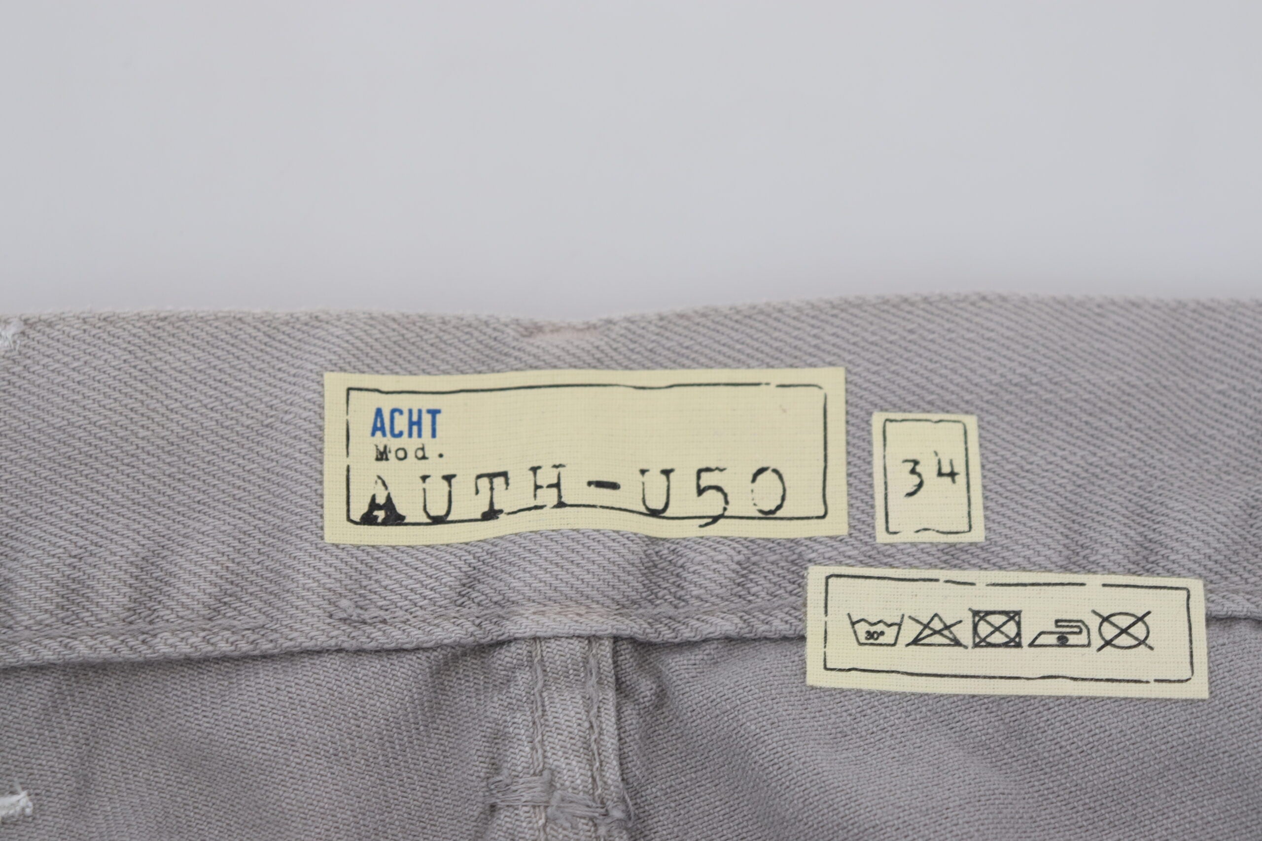 Acht Gray Cotton Straight Fit Folded Hem Casual Denim Men's Jeans