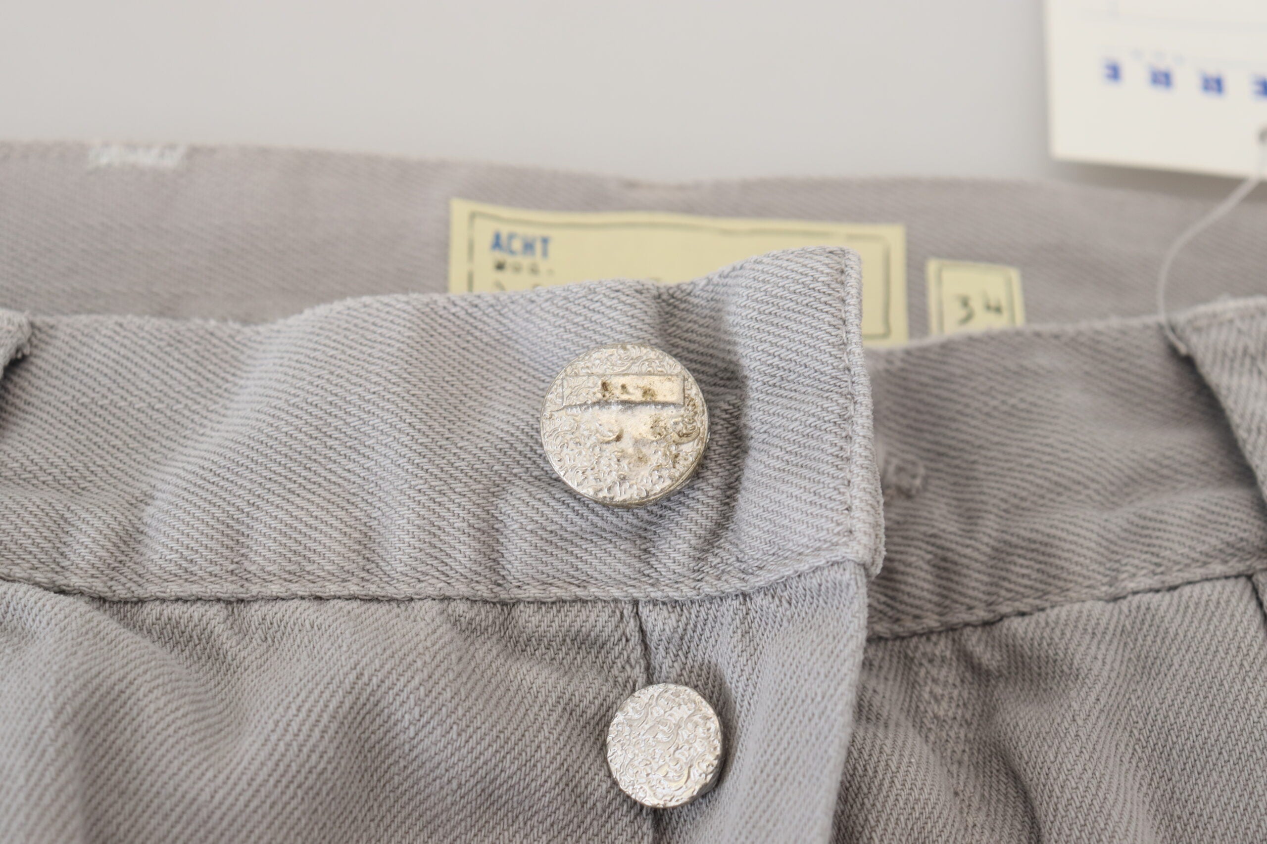 Acht Gray Cotton Straight Fit Folded Hem Casual Denim Men's Jeans