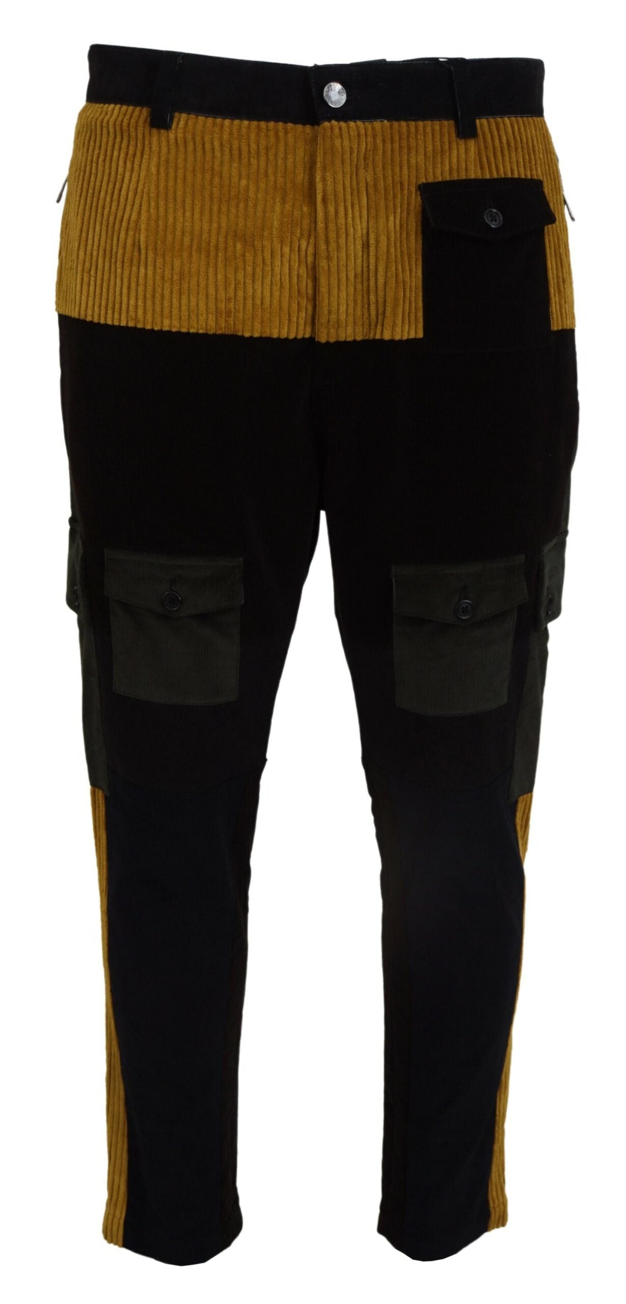 Dolce & Gabbana Black Yellow Cotton Men Men's Pants