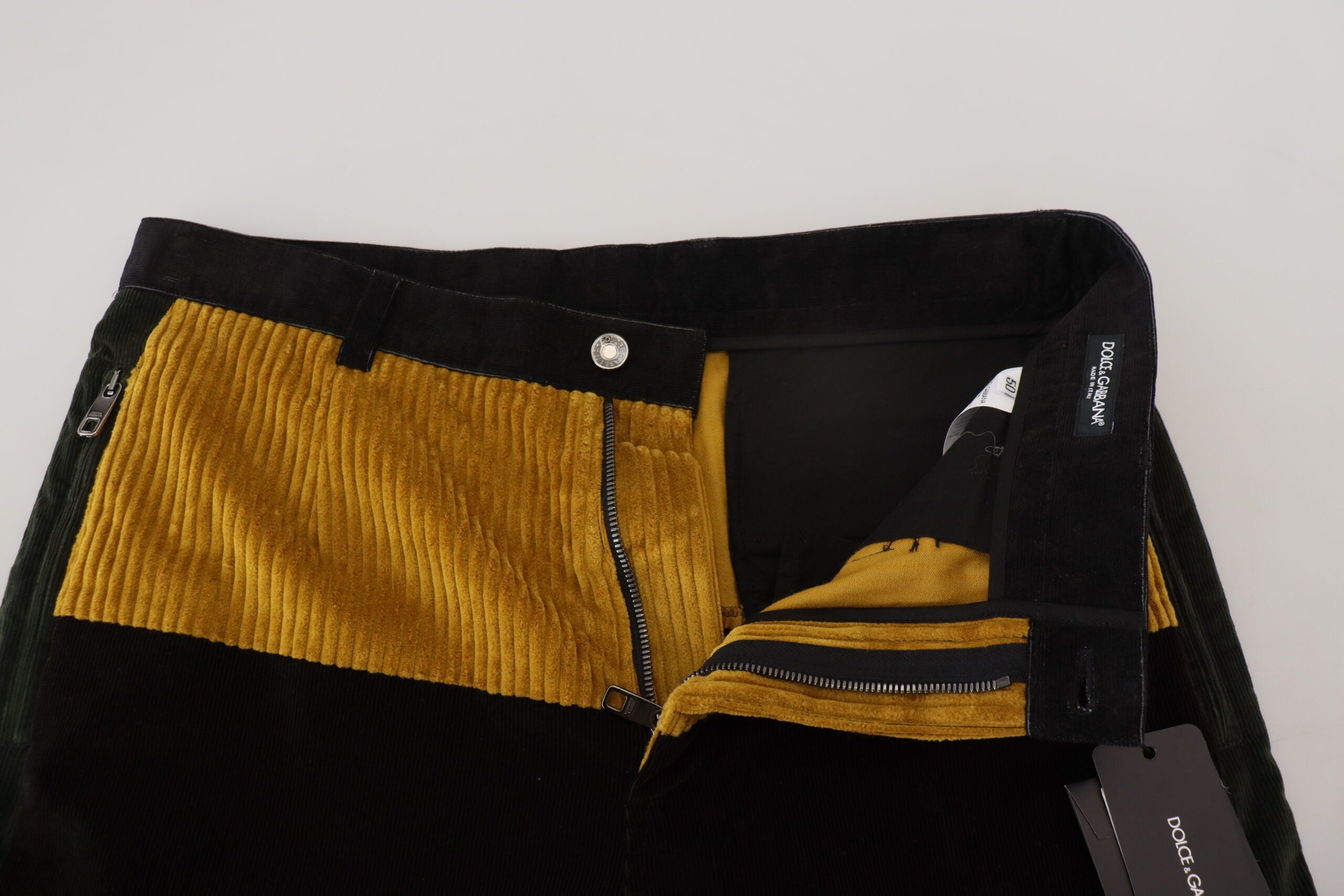 Dolce & Gabbana Black Yellow Cotton Men Men's Pants