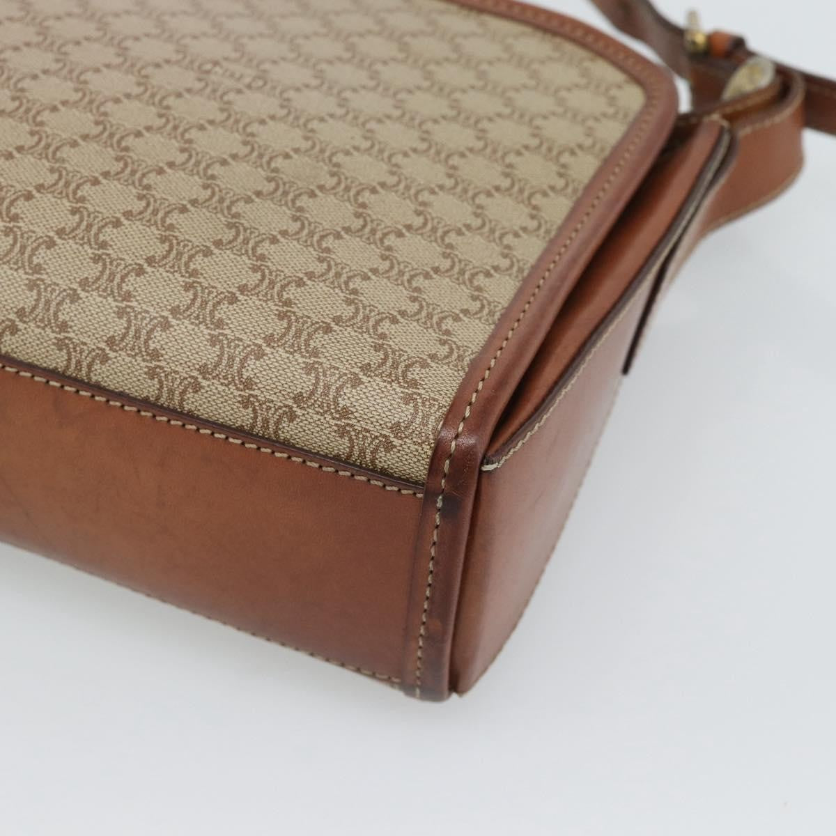Celine Vintage Macadam Canvas And Leather Beige Canvas Shoulder Bag Bag (Pre-Owned)