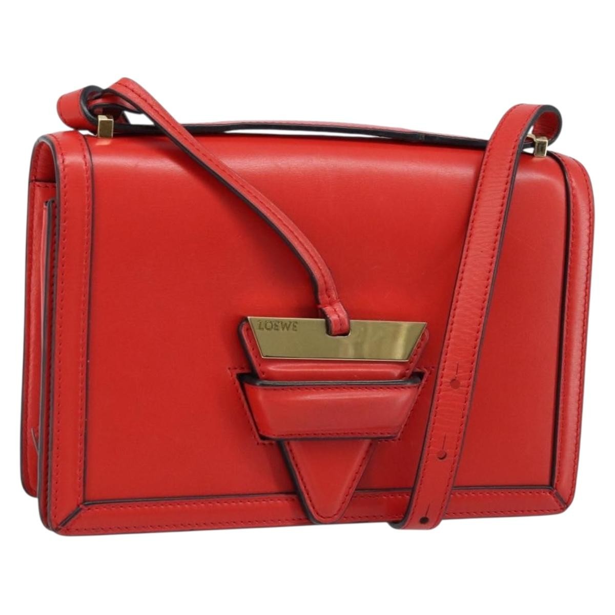 Loewe Barcelona Leather Red Leather Shoulder Bag Bag (Pre-Owned)