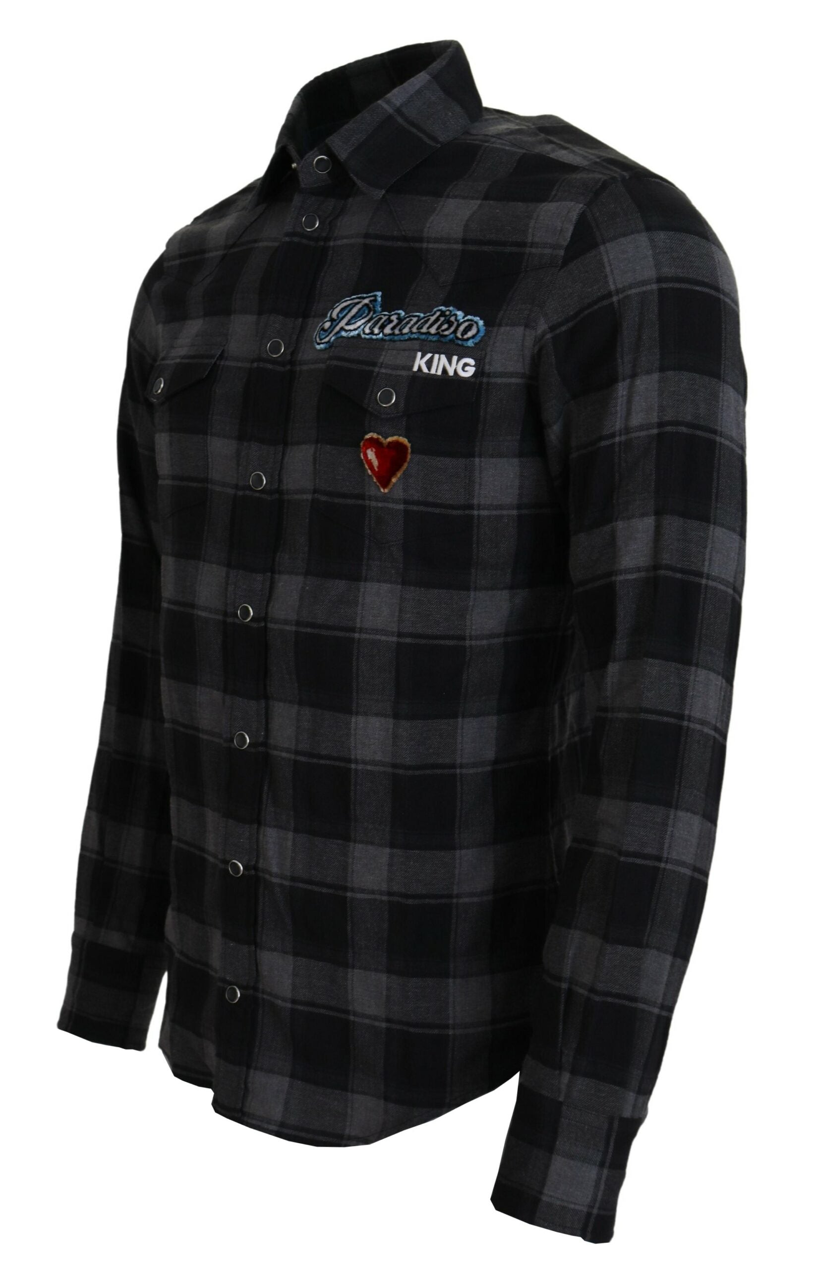 Dolce & Gabbana Elegant Black and Gray Button Down Men's Shirt