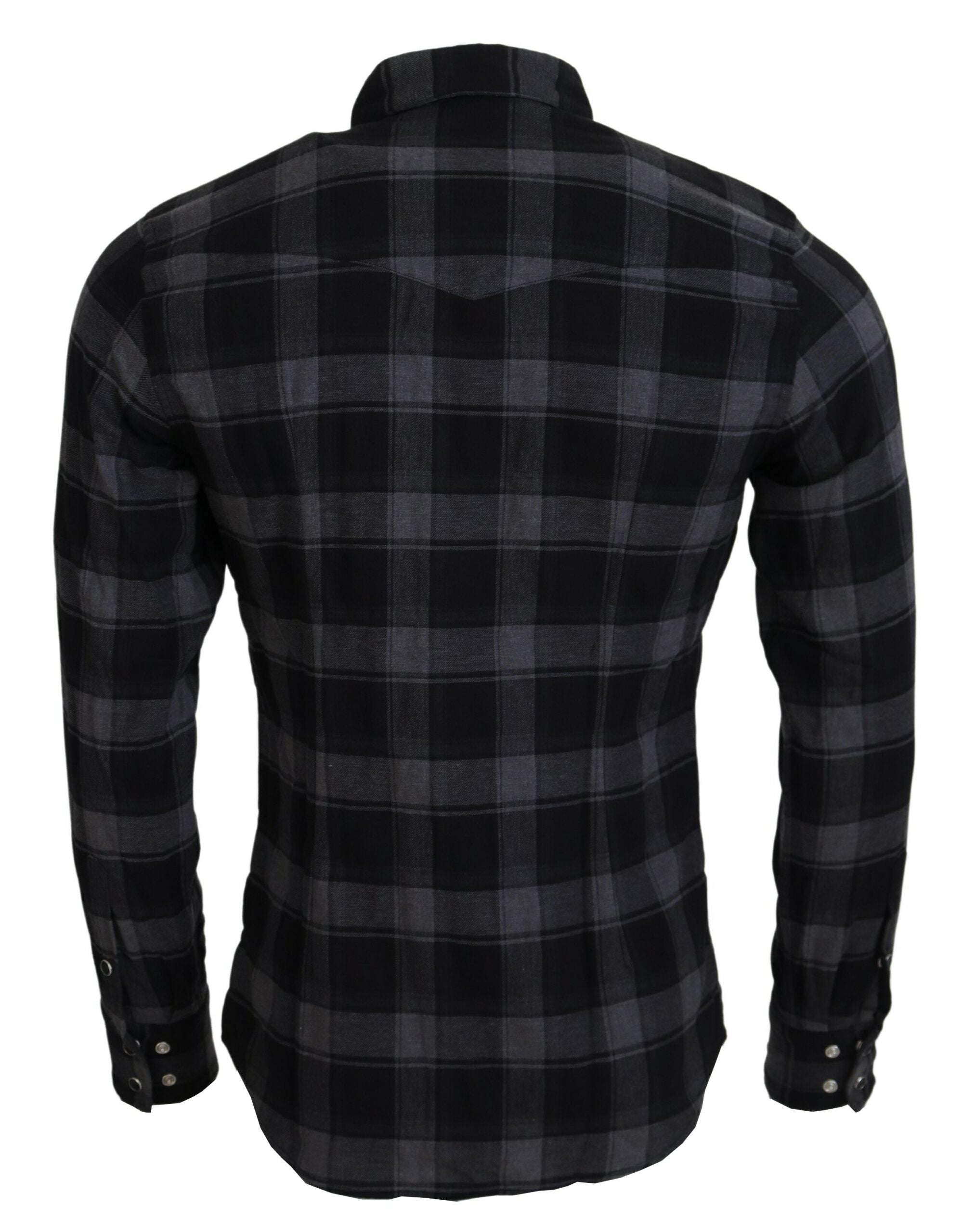Dolce & Gabbana Elegant Black and Gray Button Down Men's Shirt