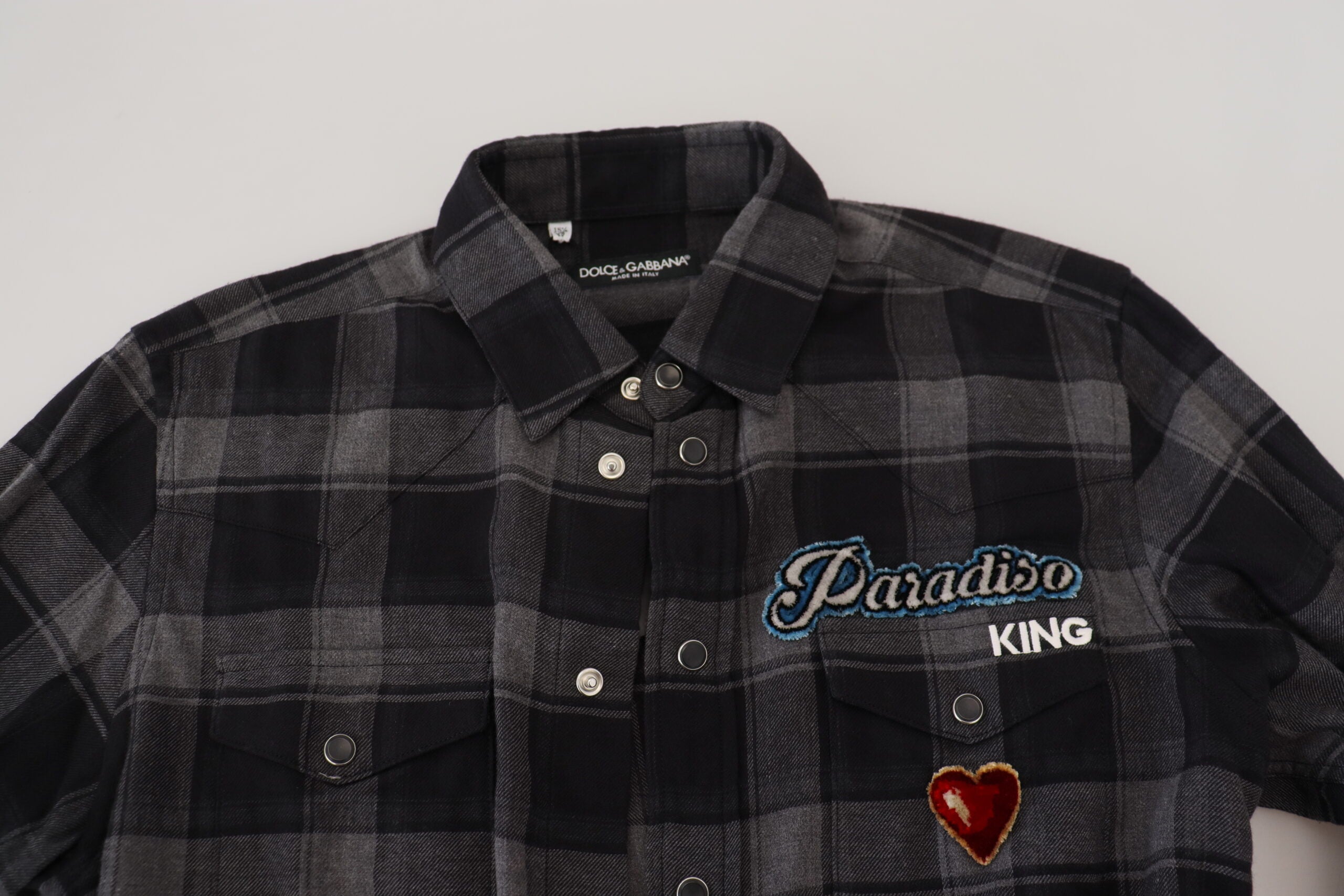 Dolce & Gabbana Elegant Black and Gray Button Down Men's Shirt