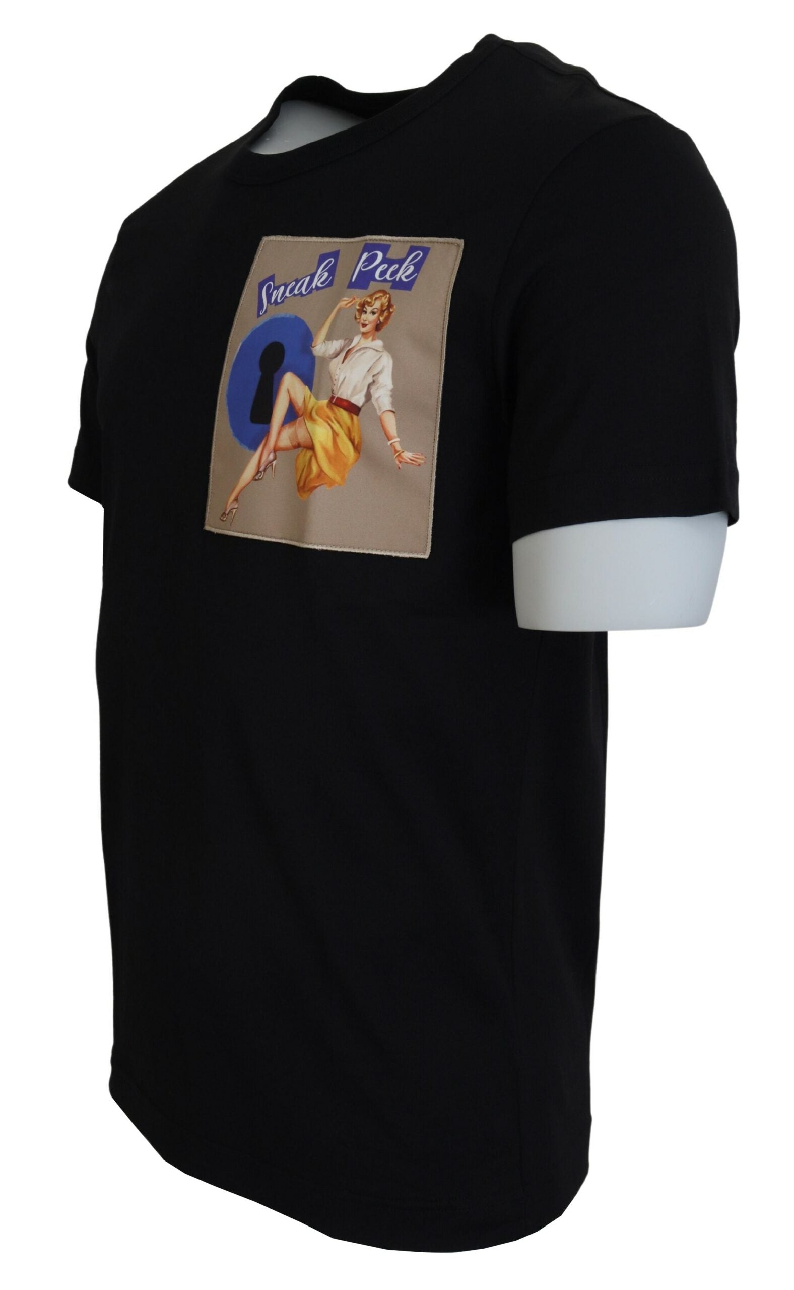 Dolce & Gabbana Black Sneak Peek Cotton Short Sleeve Men's T-shirt