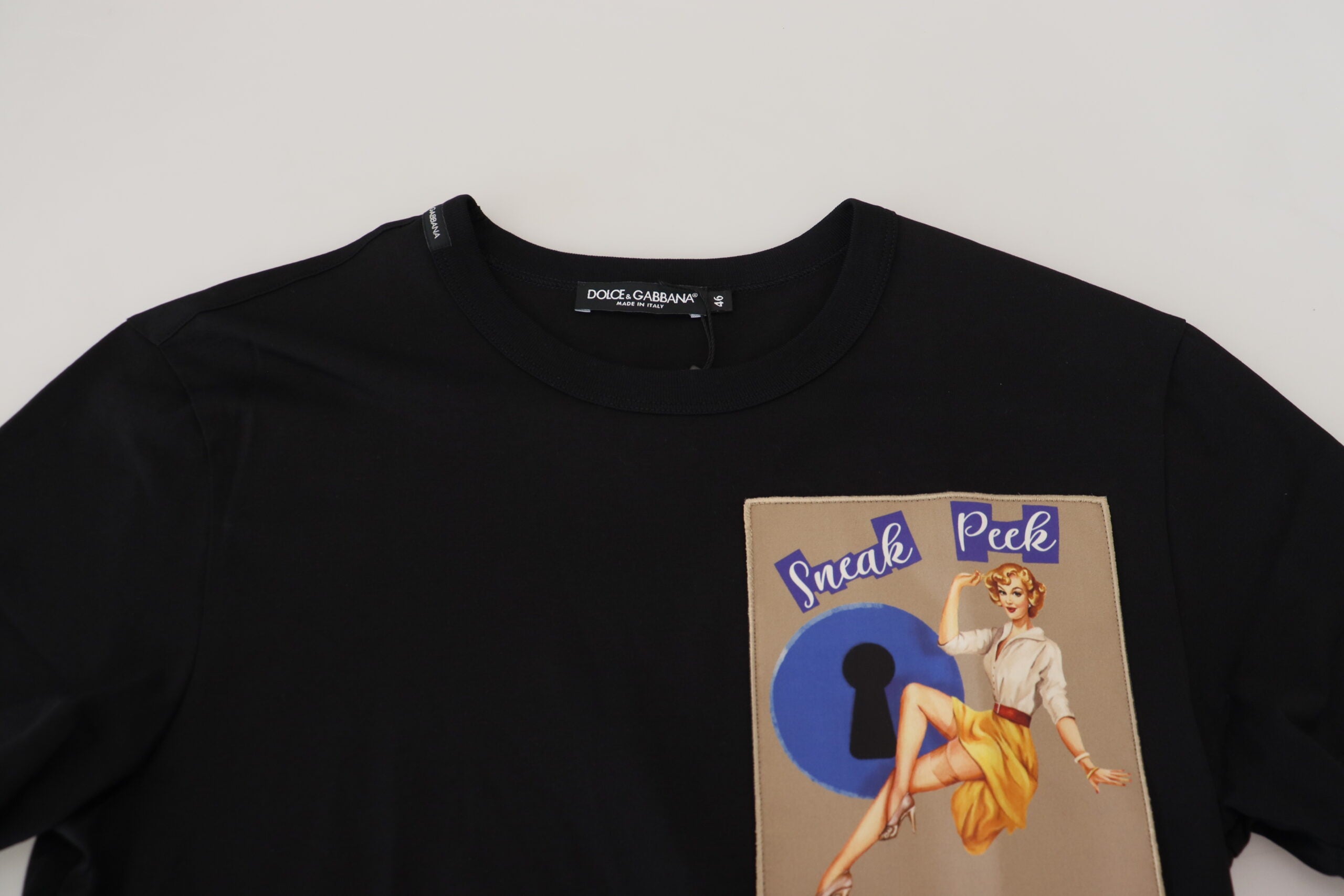 Dolce & Gabbana Black Sneak Peek Cotton Short Sleeve Men's T-shirt