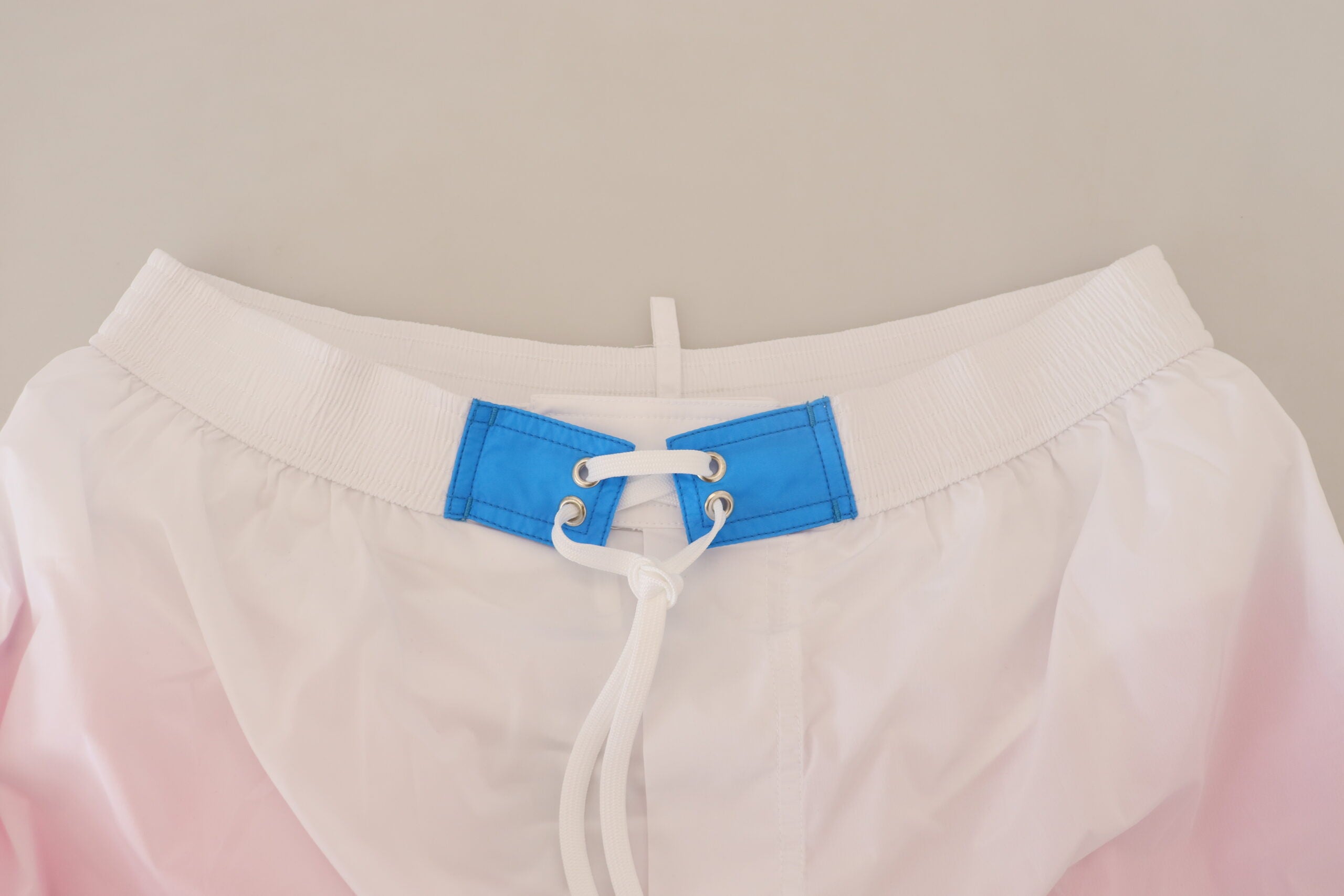 Dsquared² White Pink Logo Print Men Beachwear Shorts Men's Swimwear