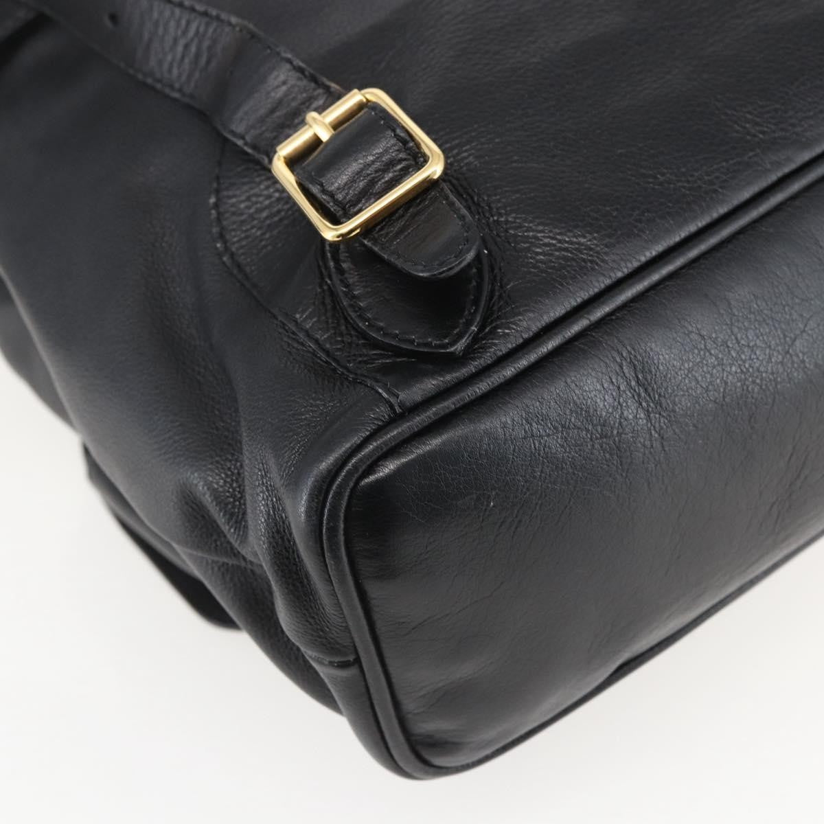 Gucci Vintage Bamboo Leather Black Leather Backpack Bag (Pre-Owned)
