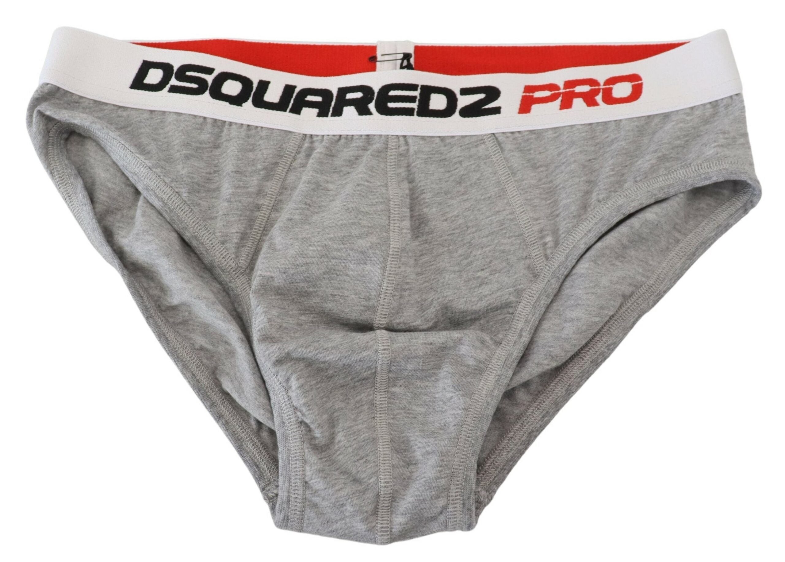 Dsquared² Gray Logo Cotton Stretch Men Brief PRO Men's Underwear