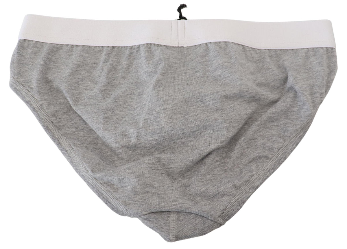 Dsquared² Gray Logo Cotton Stretch Men Brief PRO Men's Underwear