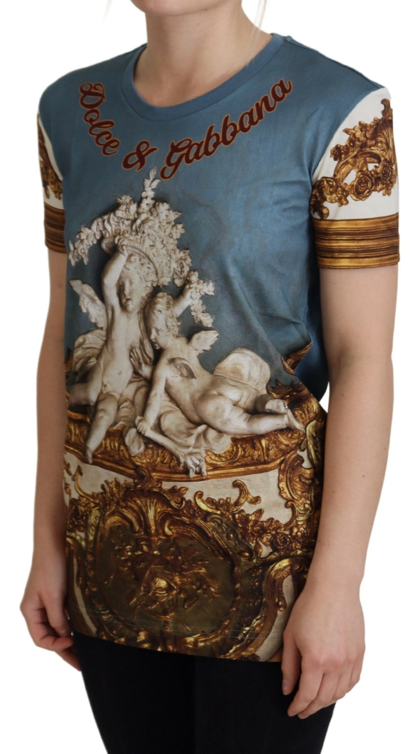 Dolce & Gabbana Multicolor DG Logo Angel Printed Shirt Women's Top