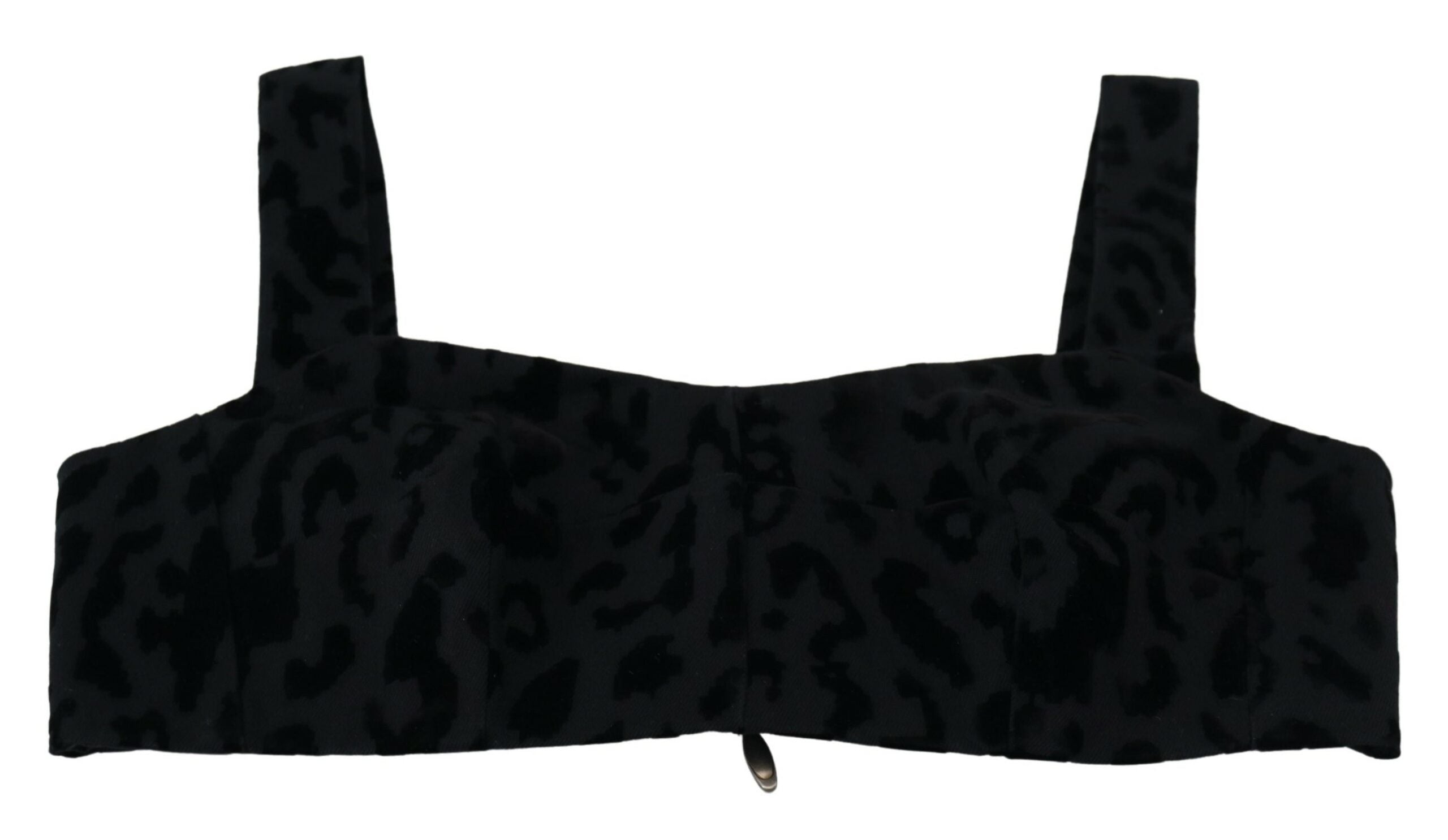 Dolce & Gabbana Black Leopard Cropped Bustier Corset Bra Women's Top