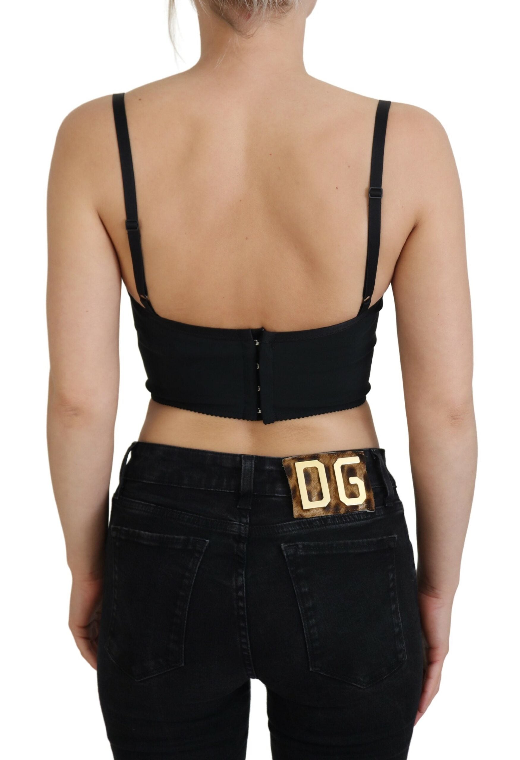 Dolce & Gabbana Pink Leopard Print Cropped Bustier Corset Women's Top