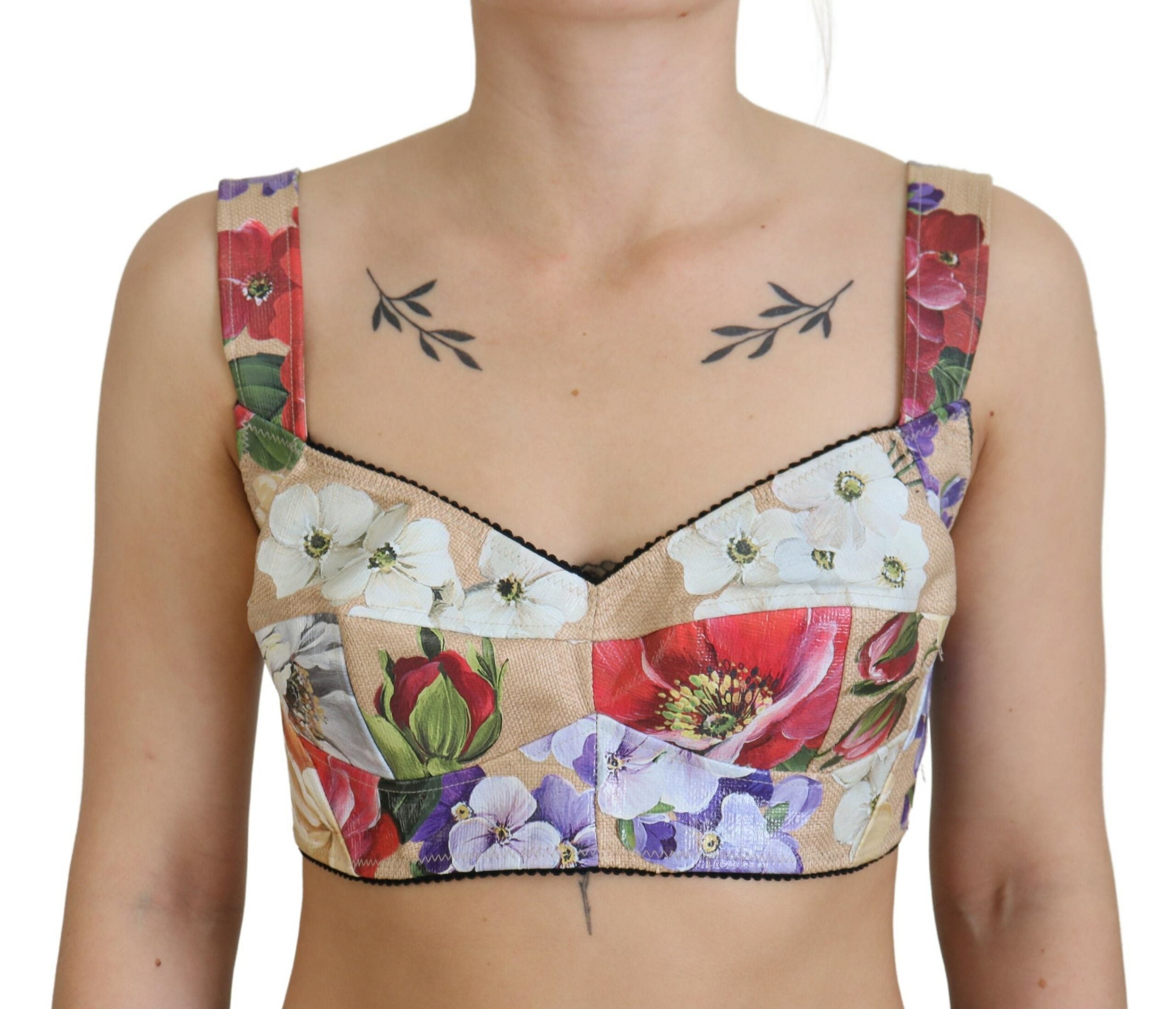 Dolce & Gabbana Floral Print Bustier Crop Women's Top