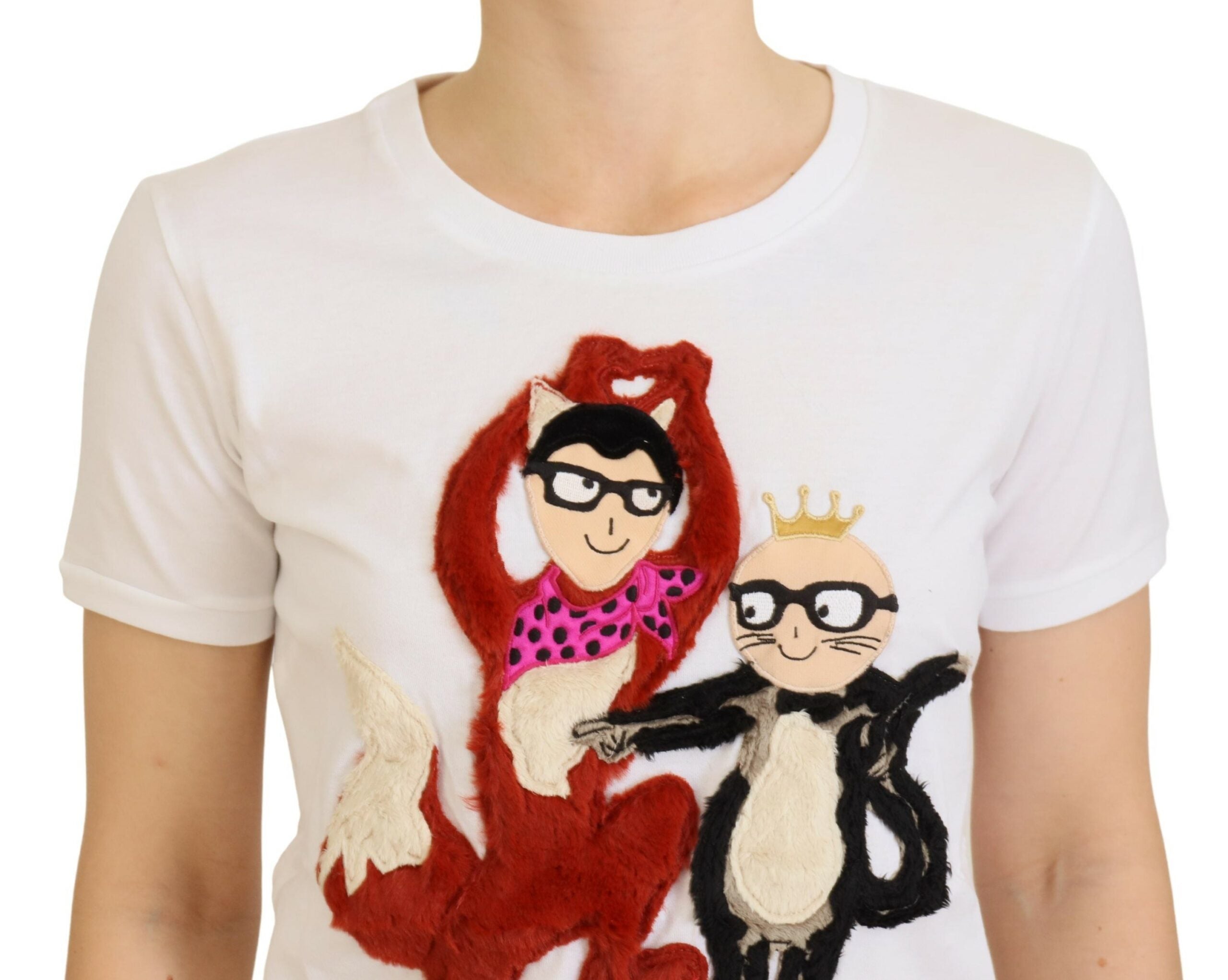 Dolce & Gabbana T-shirt Top White Textured Short Women's Sleeve