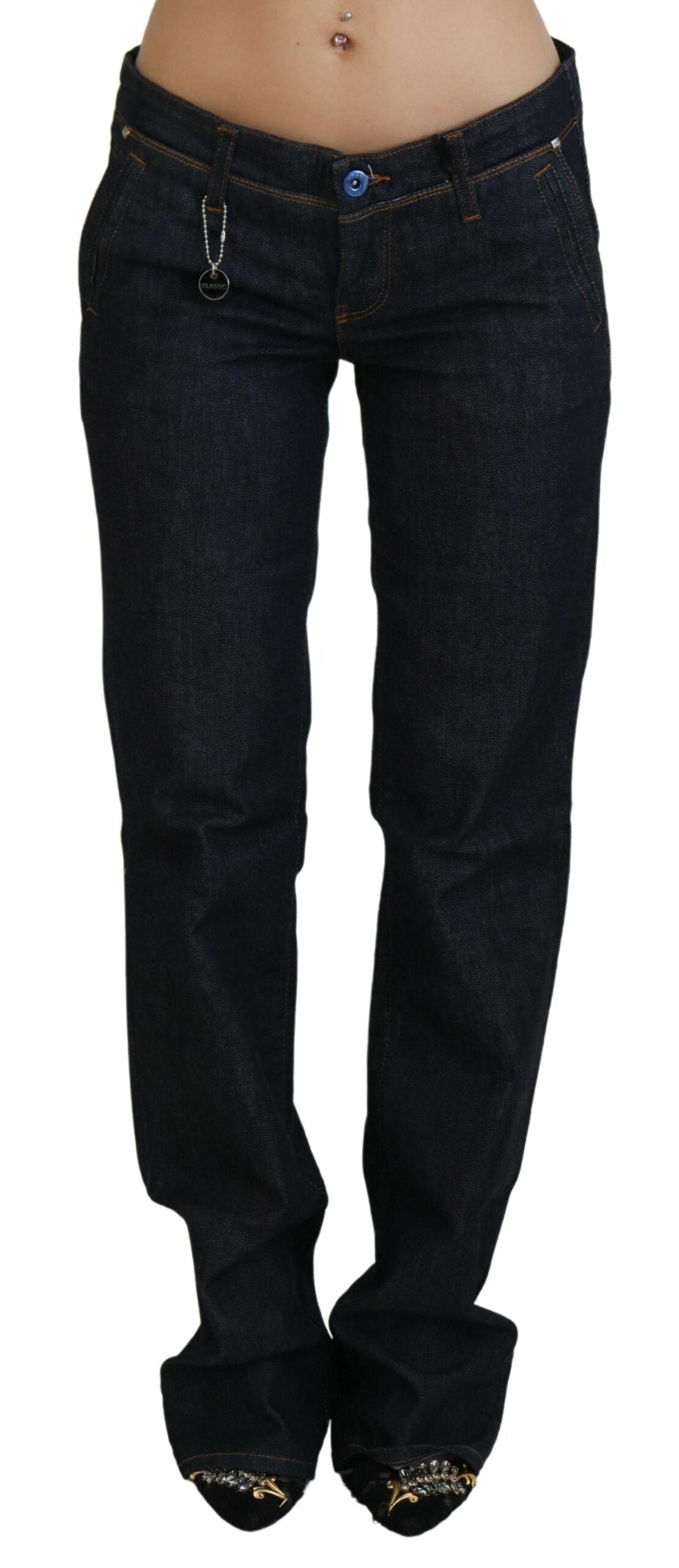 Costume National Blue Low Waist Straight Denim Pants Women's Jeans