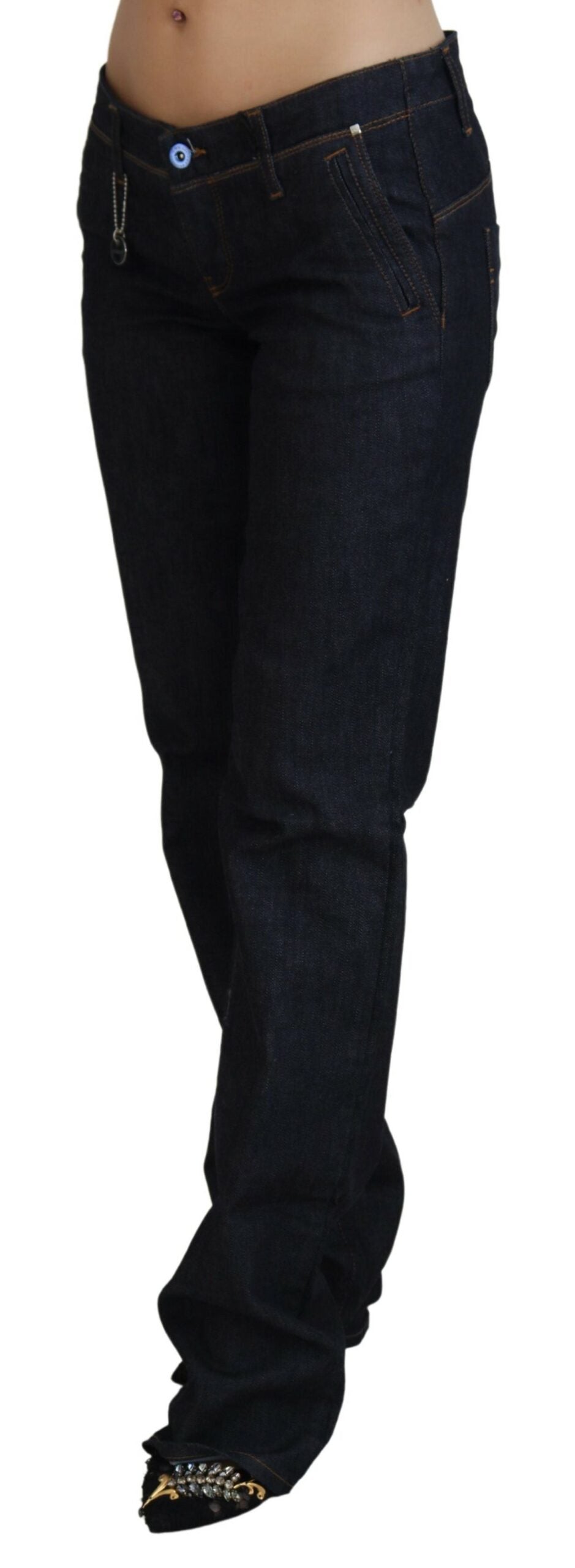 Costume National Blue Low Waist Straight Denim Pants Women's Jeans