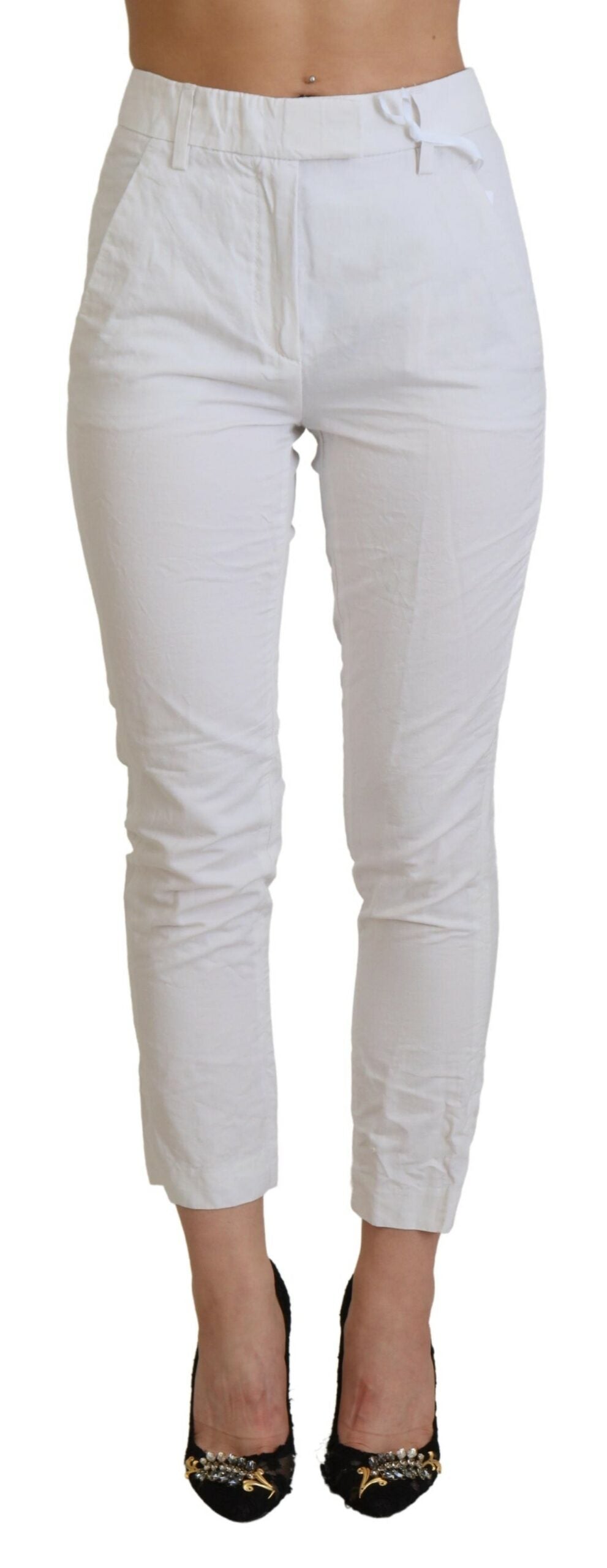 Dondup Elegant High Waist Tapered White Women's Pants