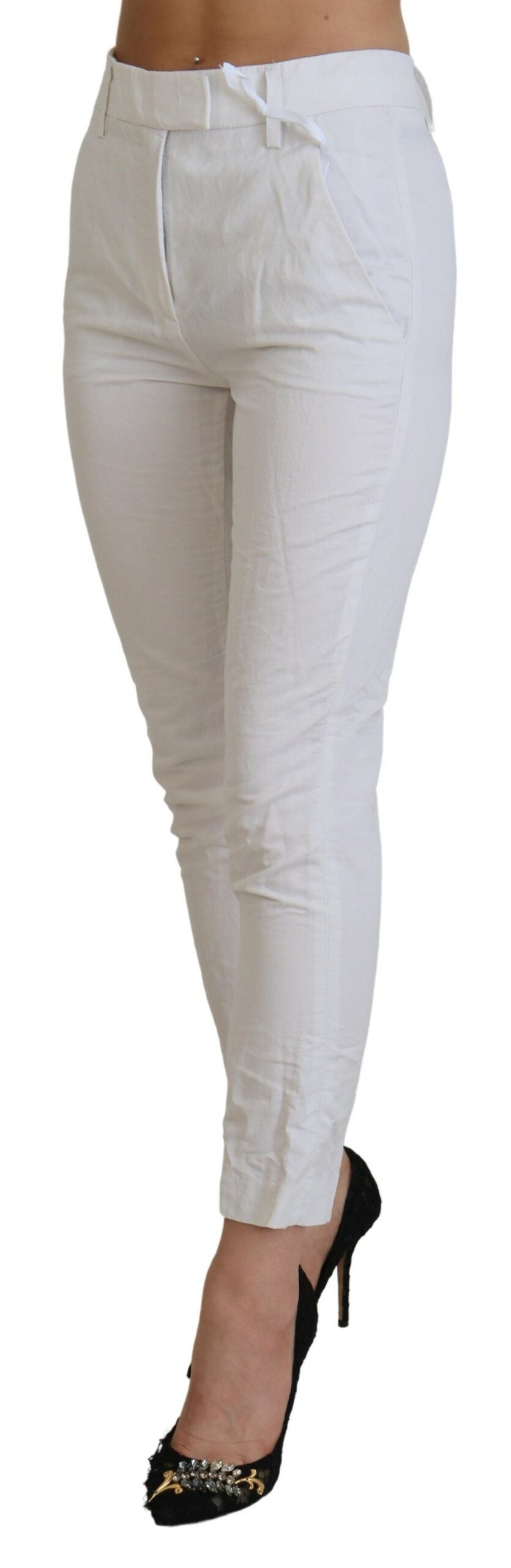 Dondup White High Waist Tapered Women Women's Pants