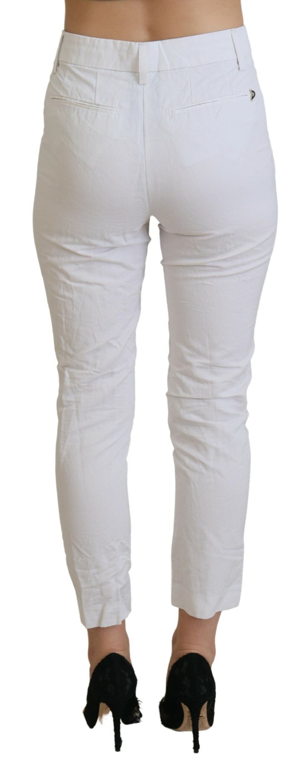 Dondup White High Waist Tapered Women Women's Pants