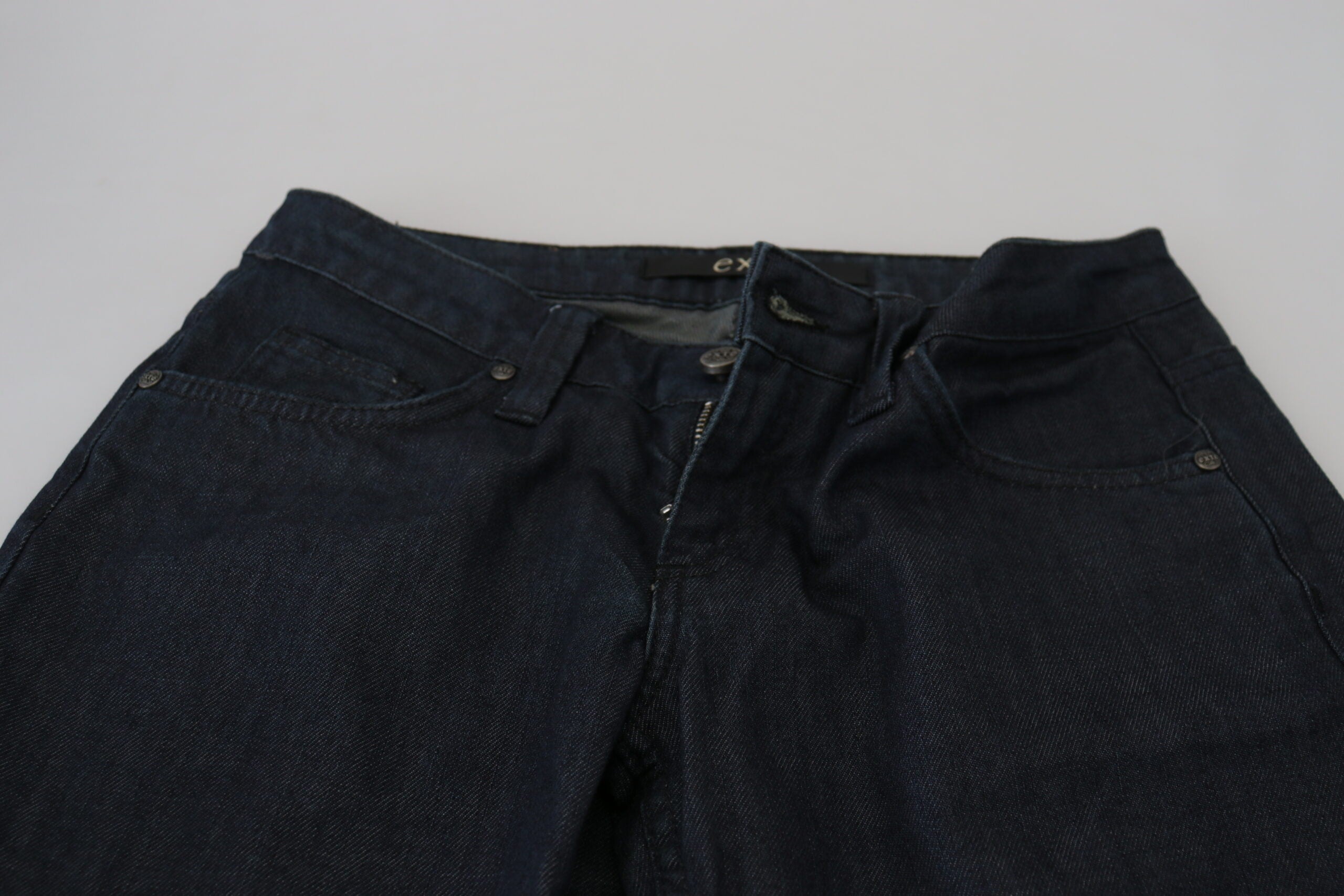 Exte Chic Dark Blue Low Waist Straight Cut Women's Jeans