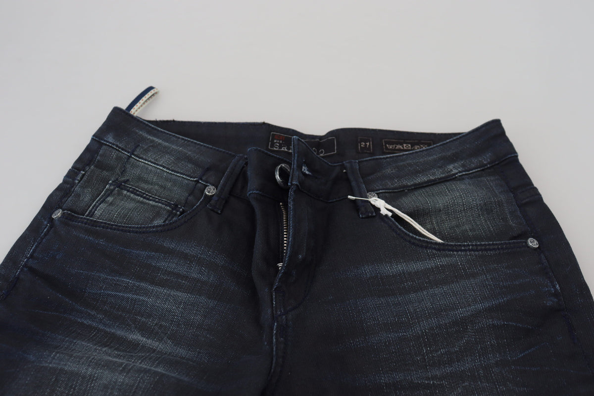 Acht Blue Washed Low Waist Slim Fit Cotton Denim Women's Jeans