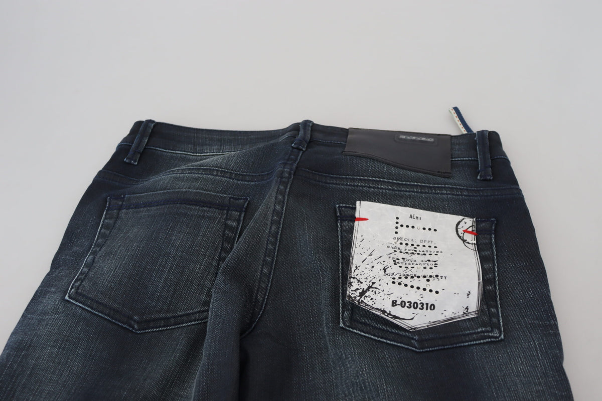 Acht Blue Washed Low Waist Slim Fit Cotton Denim Women's Jeans