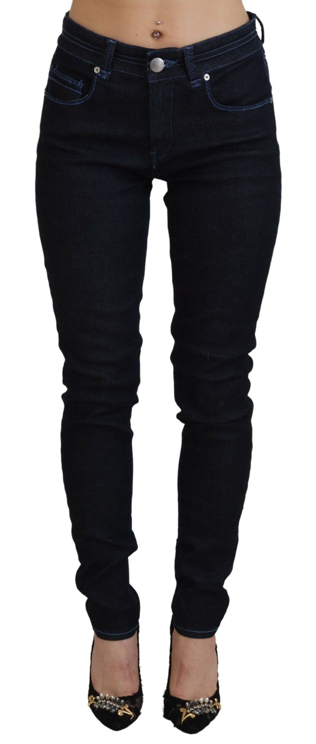 Acht Dark Blue Low Waist Slim Fit Women Denim Women's Jeans