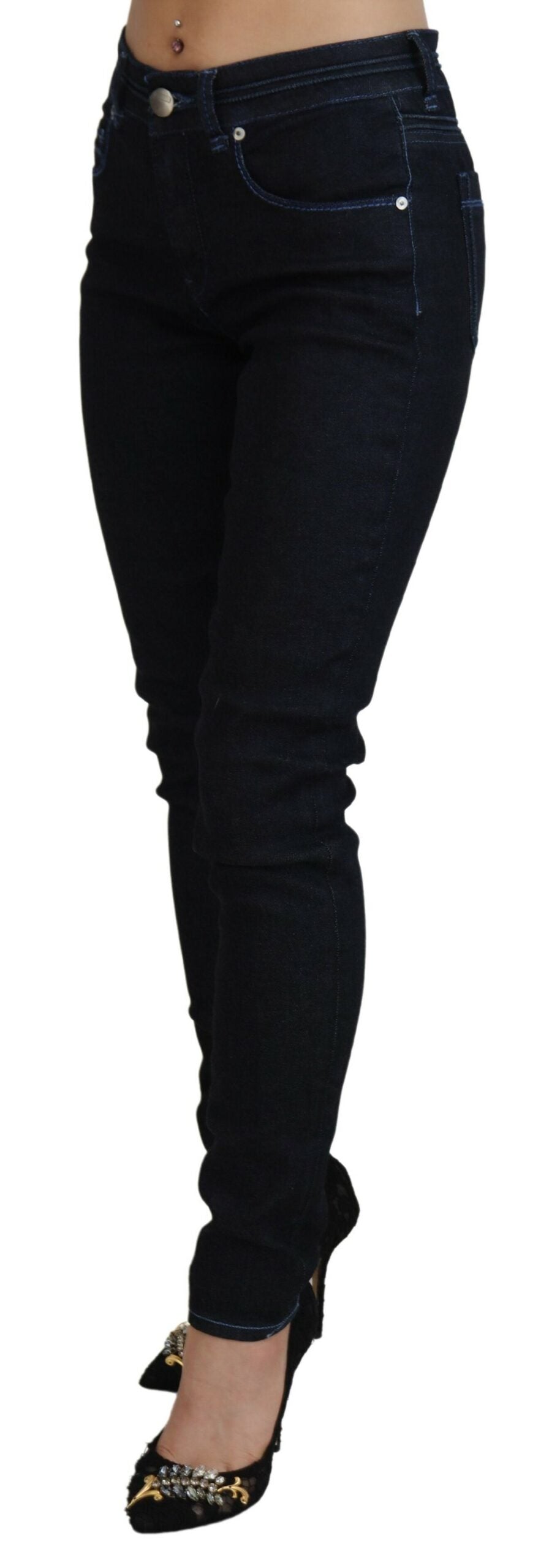 Acht Dark Blue Low Waist Slim Fit Women Denim Women's Jeans