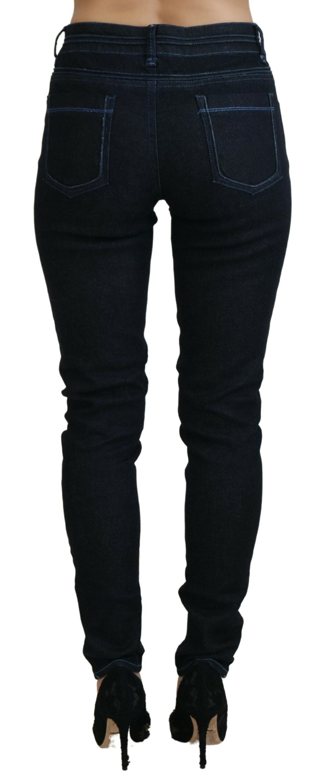 Acht Dark Blue Low Waist Slim Fit Women Denim Women's Jeans