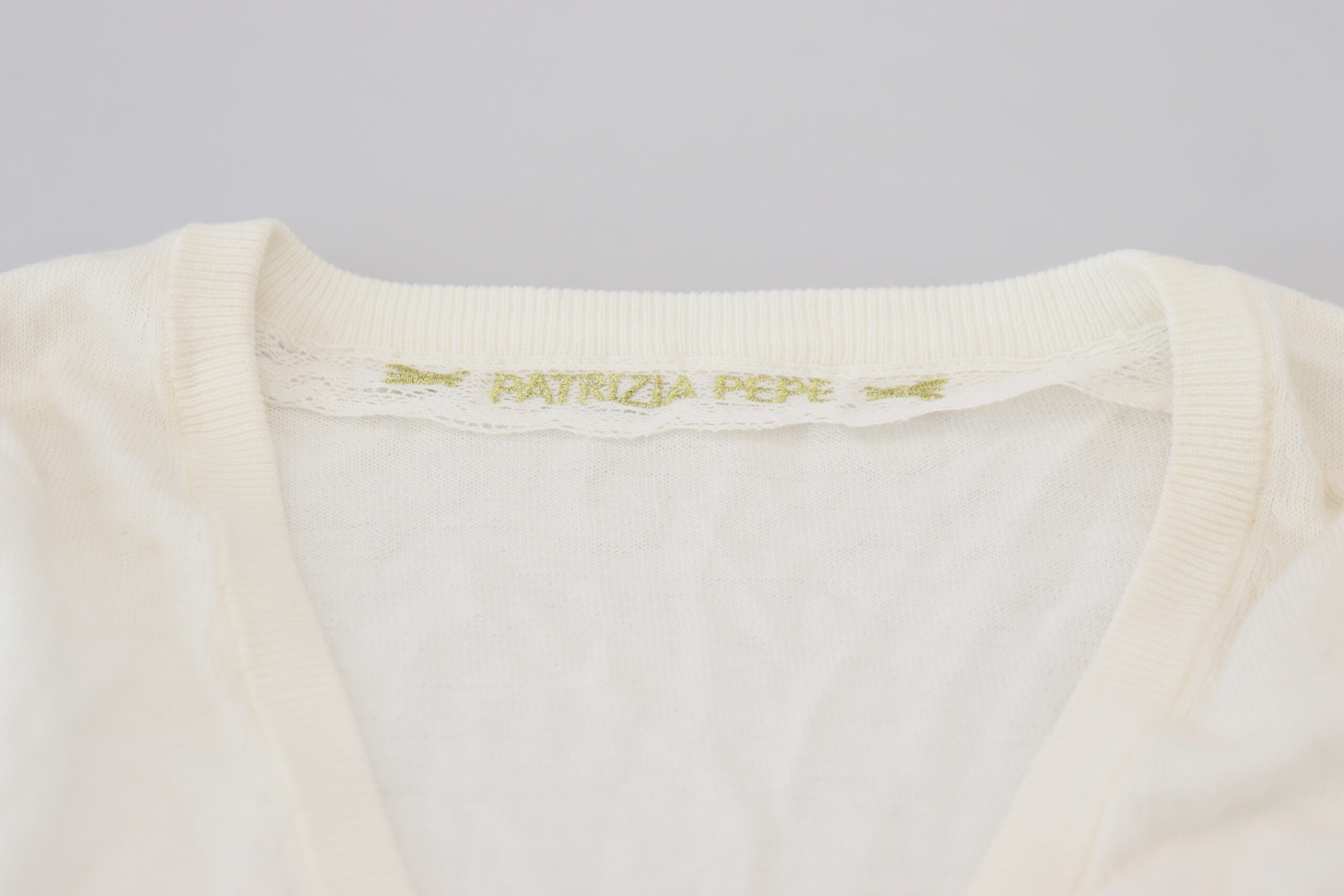 Patrizia Pepe Ivory V-Neck Long Sleeves Women Blouse Women's Top