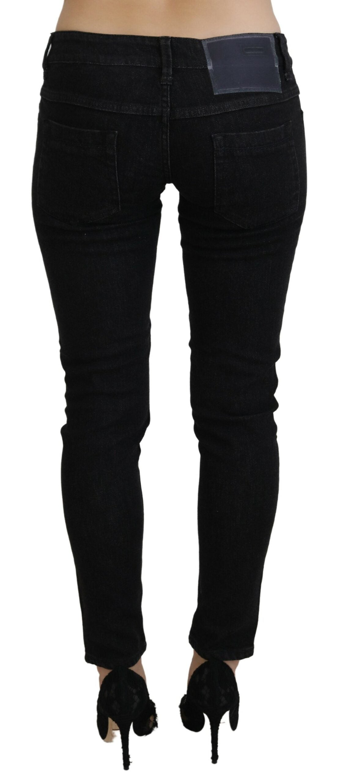 Acht Black Low Waist Slim Fit Cotton Denim Women's Jeans