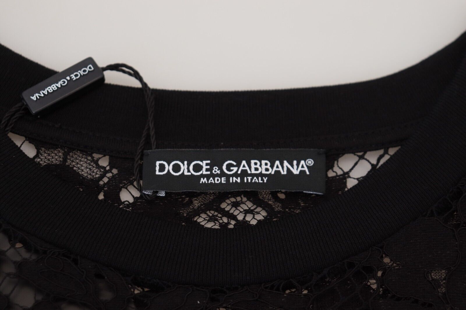Dolce & Gabbana Black Floral Lace Cotton Shift Mini Women's Dress