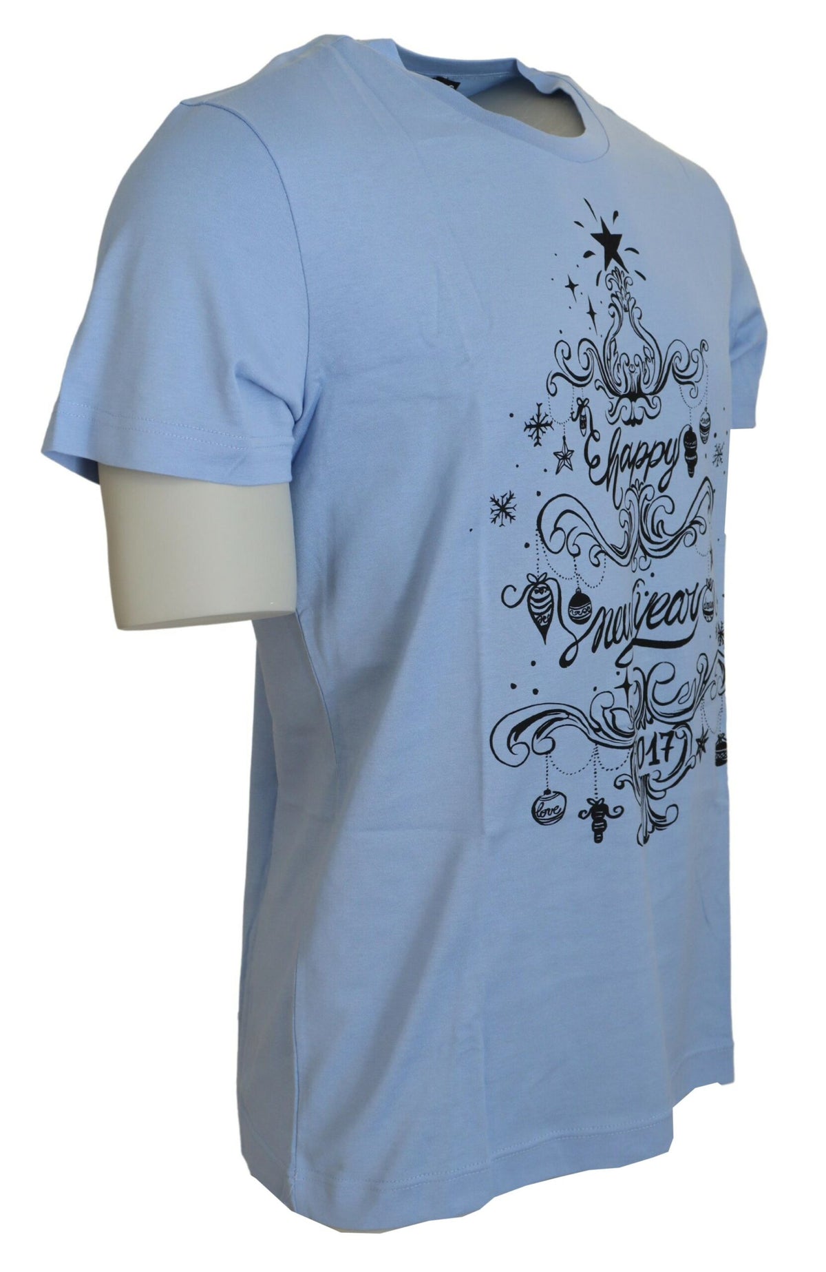 Dolce & Gabbana Light Blue Happy New Year 2017 Cotton Men's T-shirt