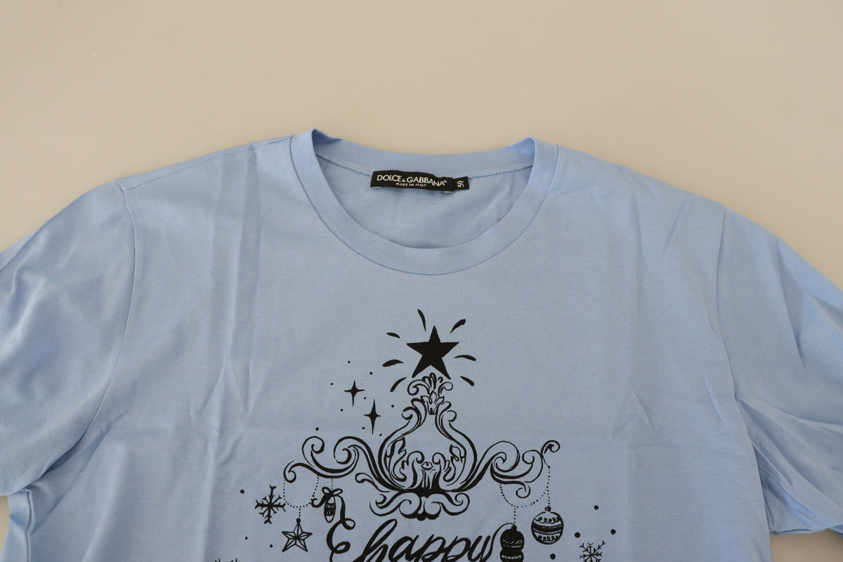 Dolce & Gabbana Light Blue Happy New Year 2017 Cotton Men's T-shirt