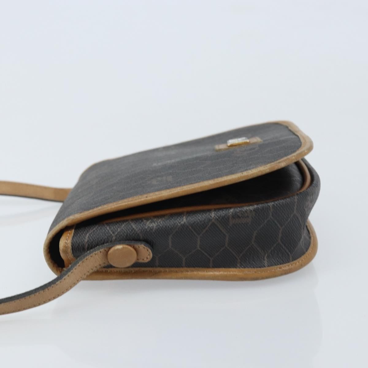 Christian Dior Vintage Honeycomb Flap Canvas And Leather Black Canvas Shoulder Bag Bag (Pre-Owned)