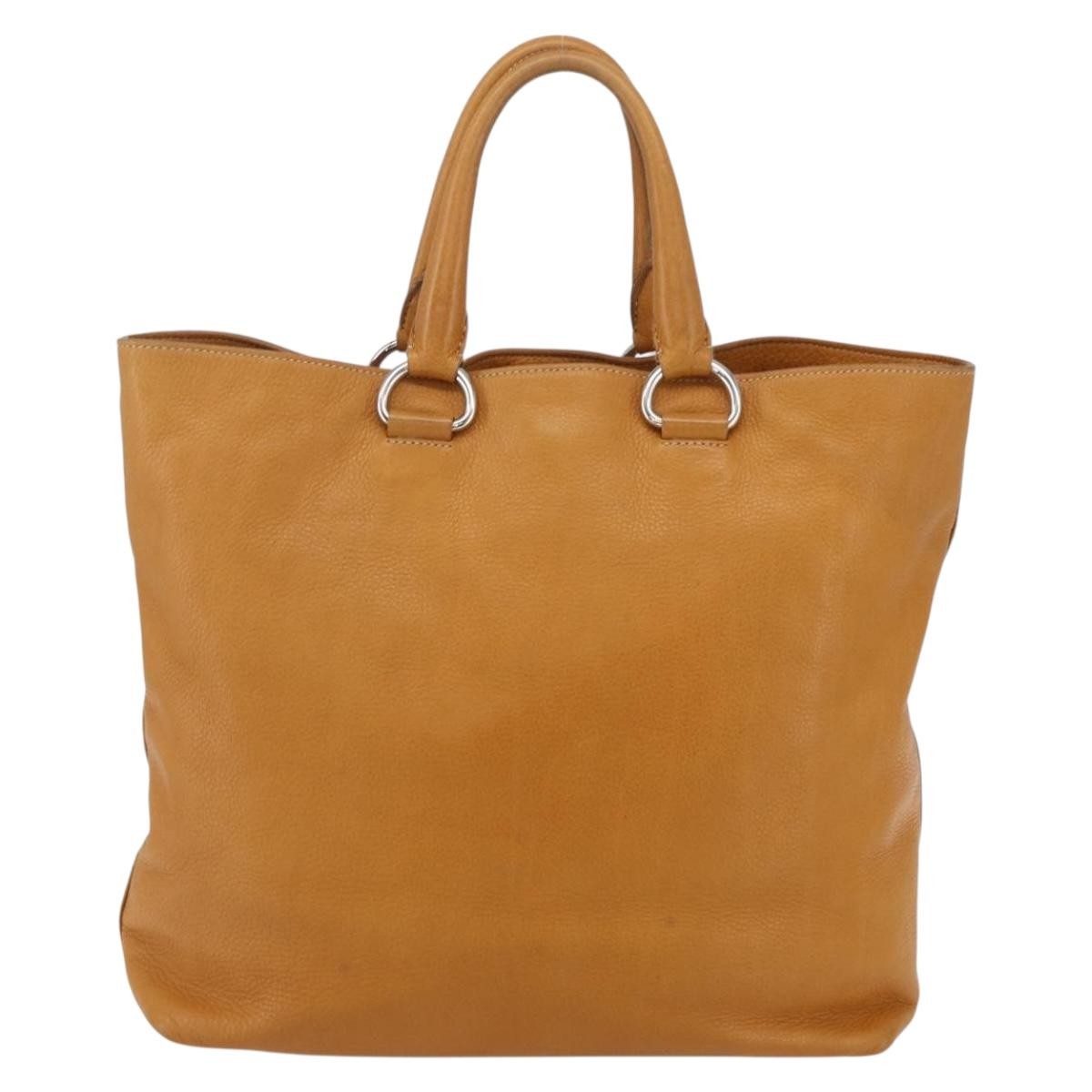 Prada Convertible Shopper Vitello Daino Brown Leather Tote Bag Bag (Pre-Owned)