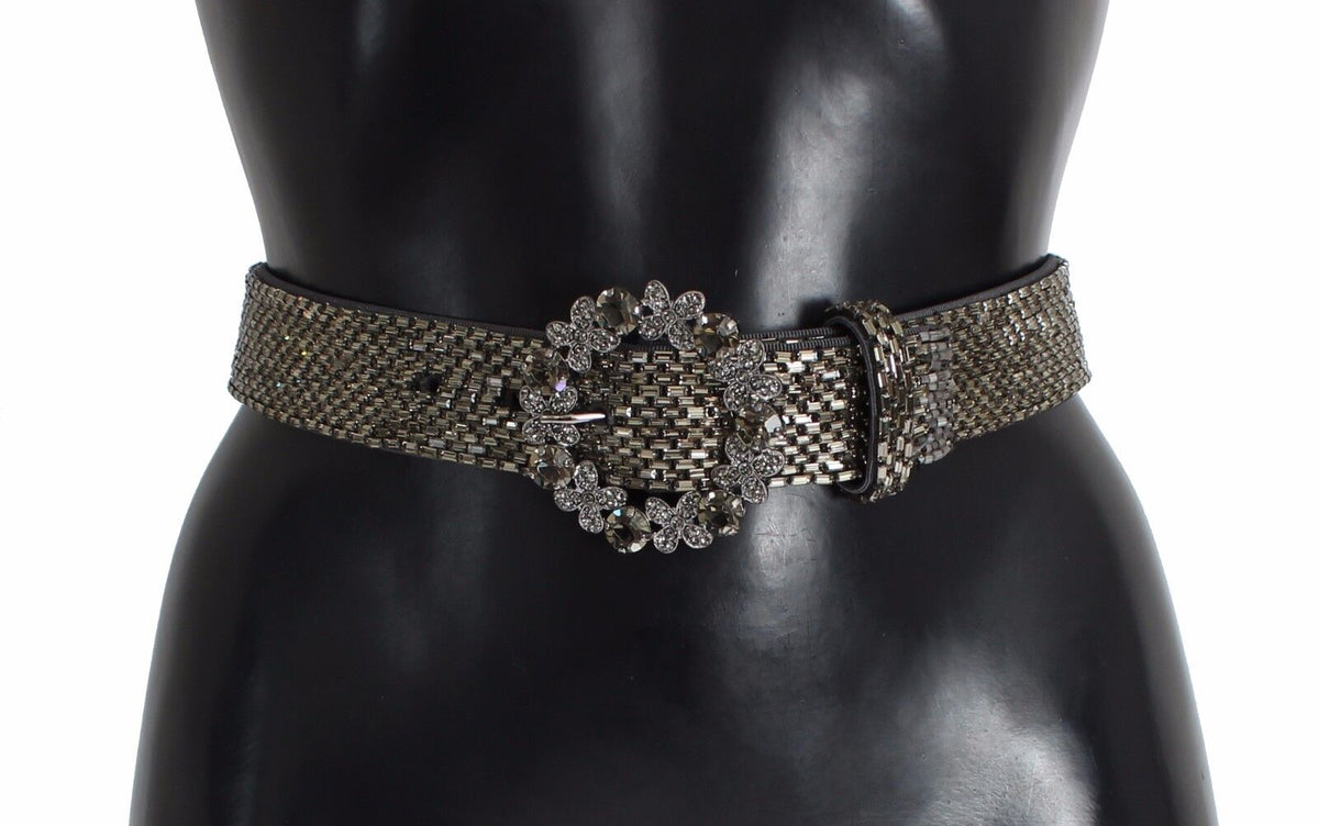 Dolce & Gabbana Multicolor Wide Crystal Buckle Sequined Women's Belt