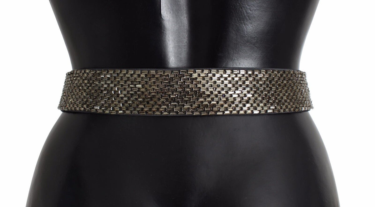Dolce & Gabbana Multicolor Wide Crystal Buckle Sequined Women's Belt