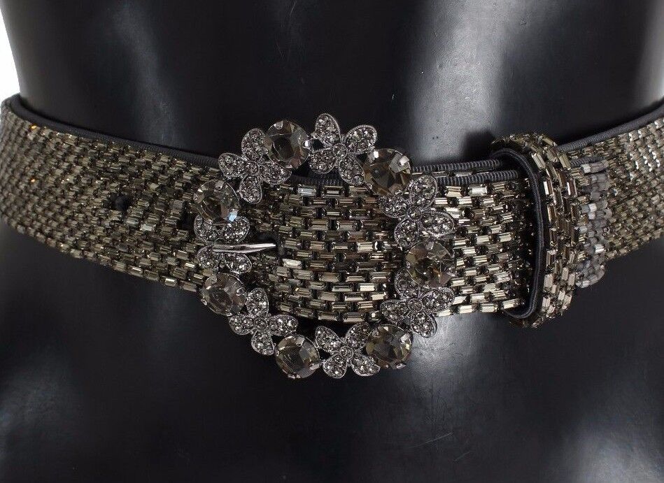 Dolce & Gabbana Multicolor Wide Crystal Buckle Sequined Women's Belt