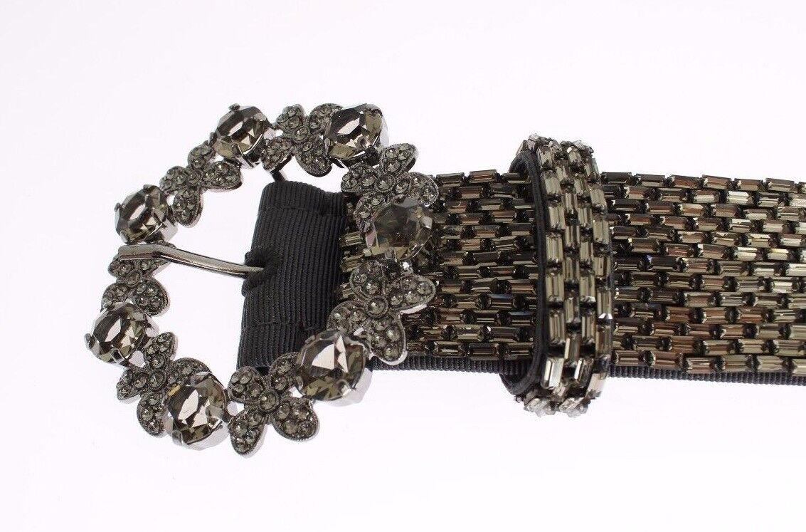 Dolce & Gabbana Multicolor Wide Crystal Buckle Sequined Women's Belt