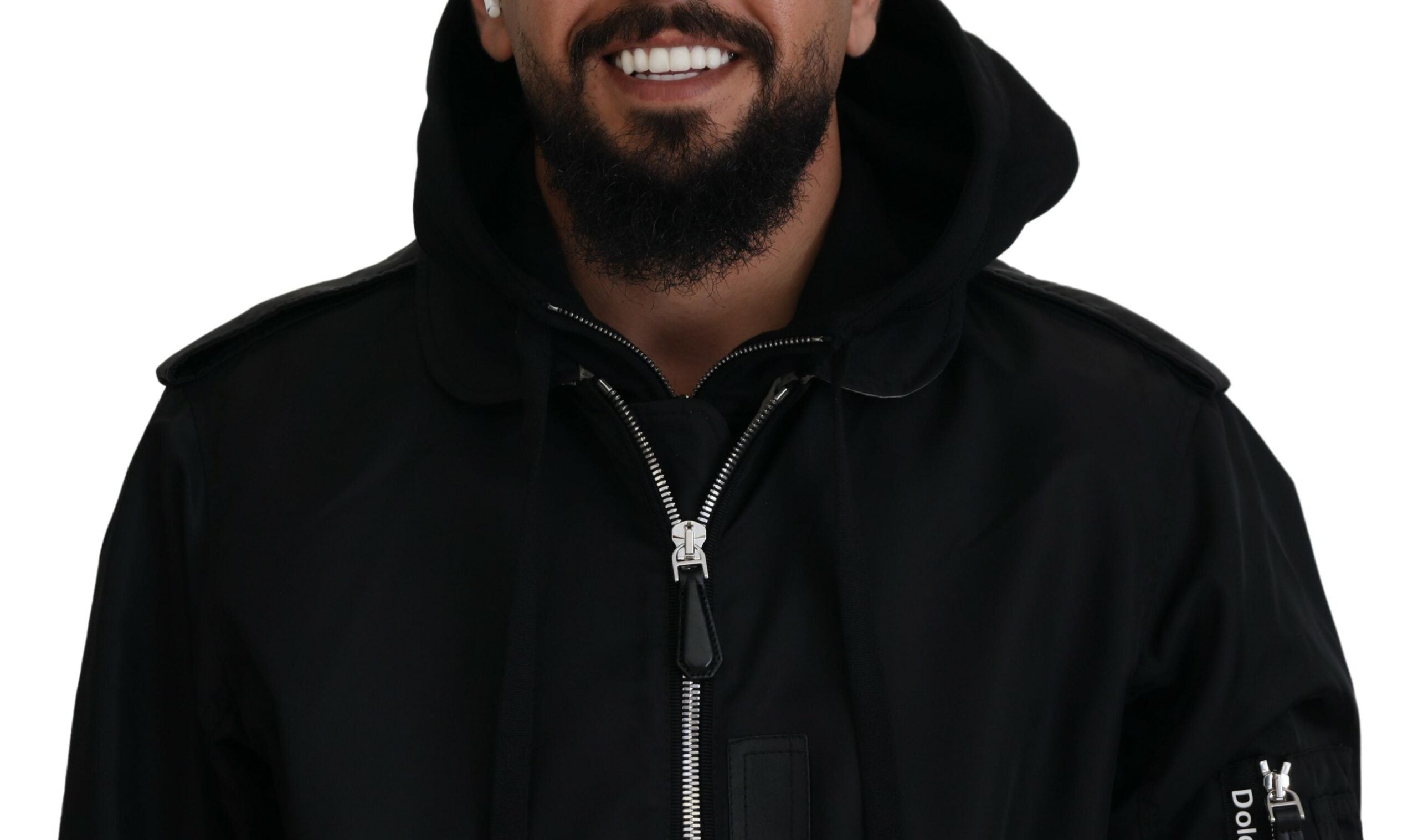 Dolce & Gabbana Sleek Black Hooded Bomber Men's Jacket